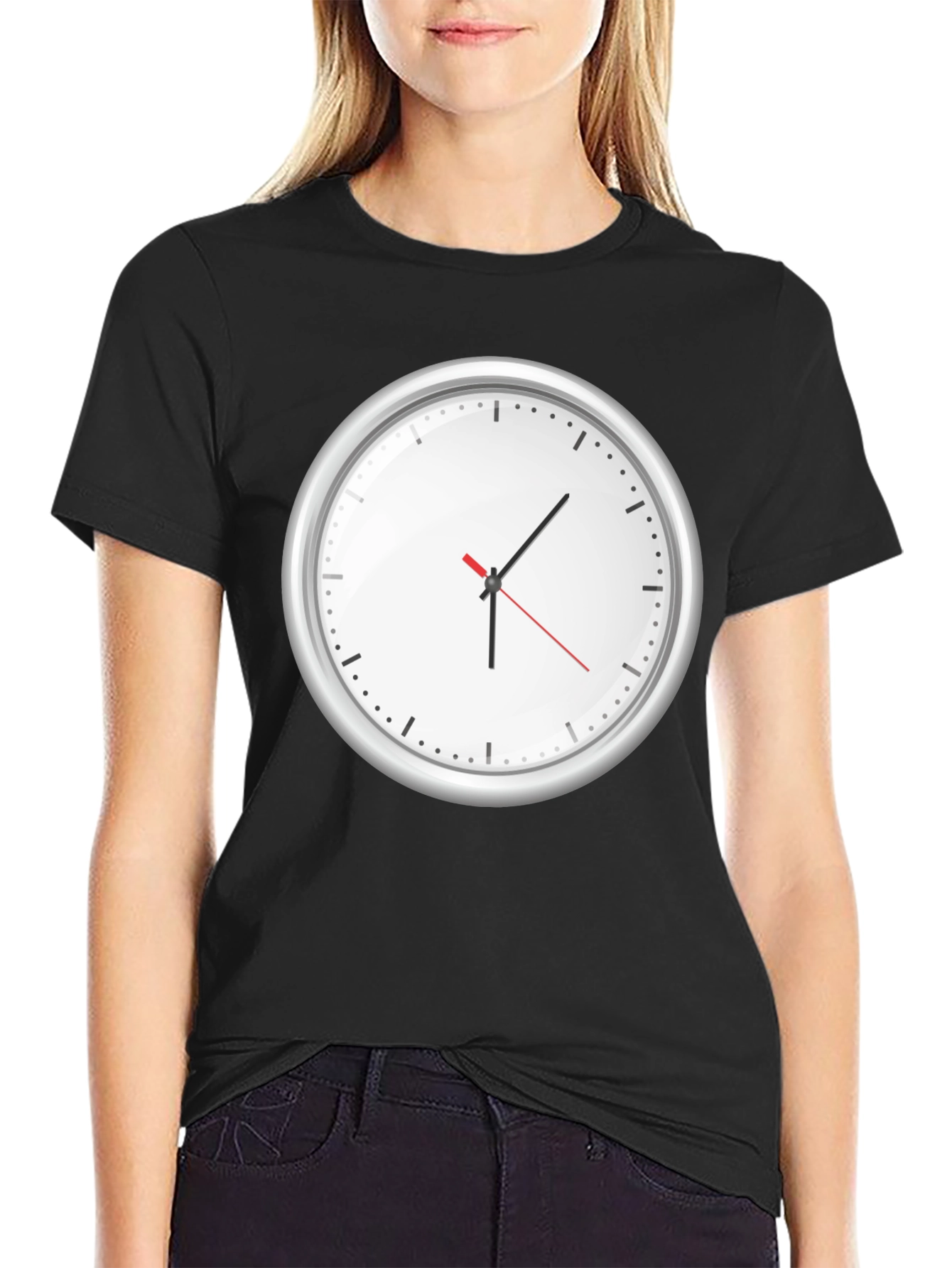 Timeless Tee: Clock Graphic Print T-Shirt