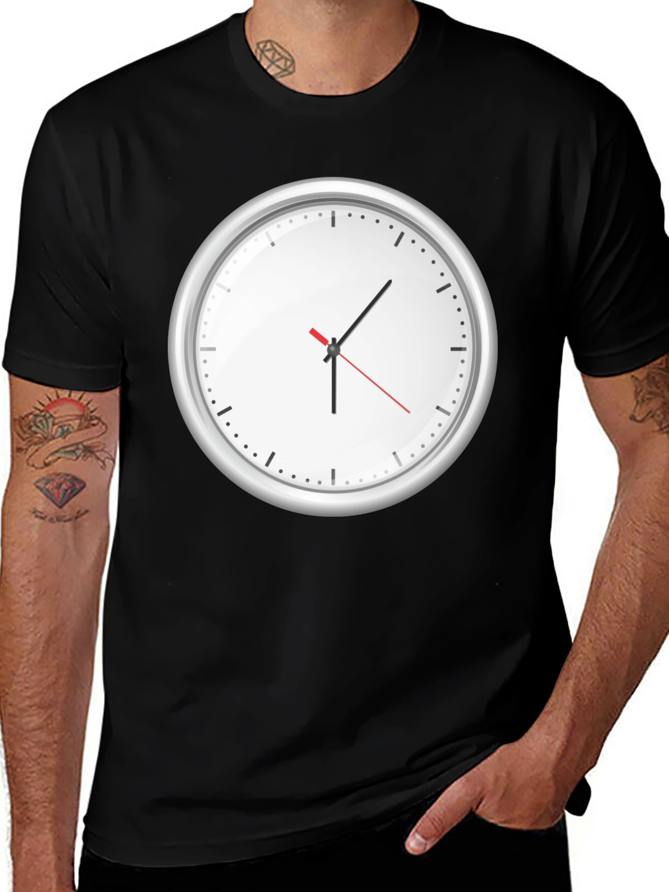 Timeless Tee: Clock Graphic Print T-Shirt