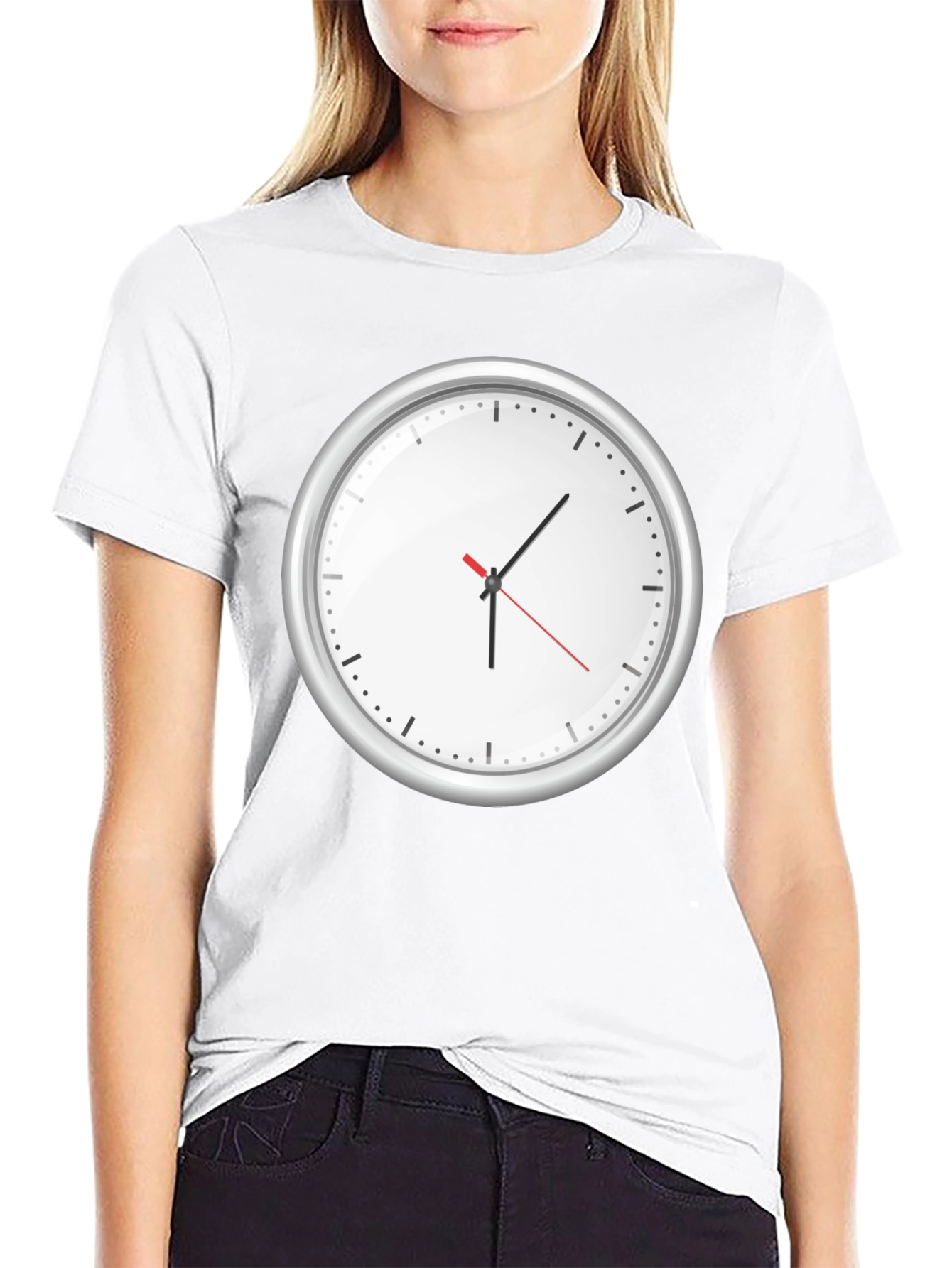 Timeless Tee: Clock Graphic Print T-Shirt