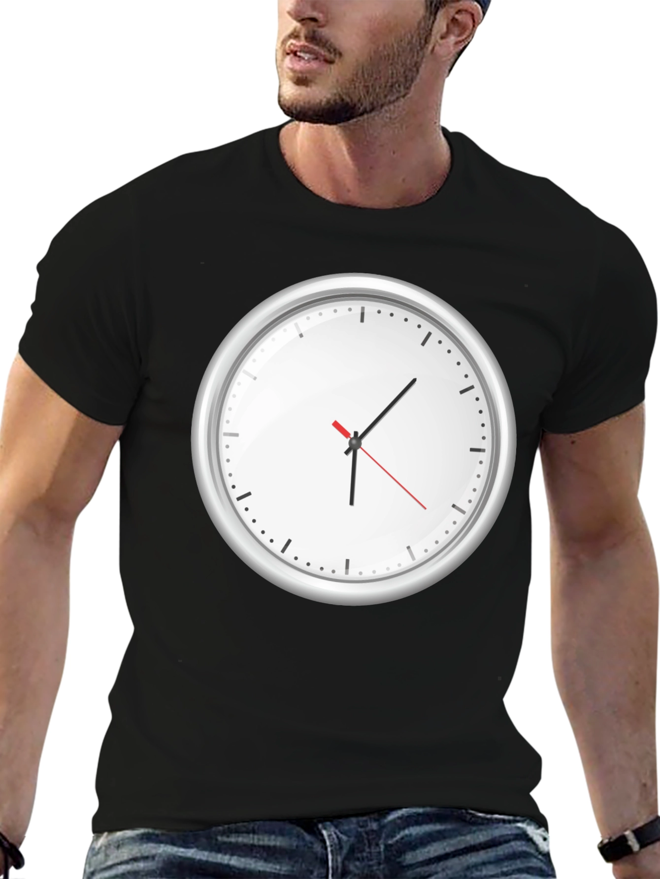 Timeless Tee: Clock Graphic Print T-Shirt