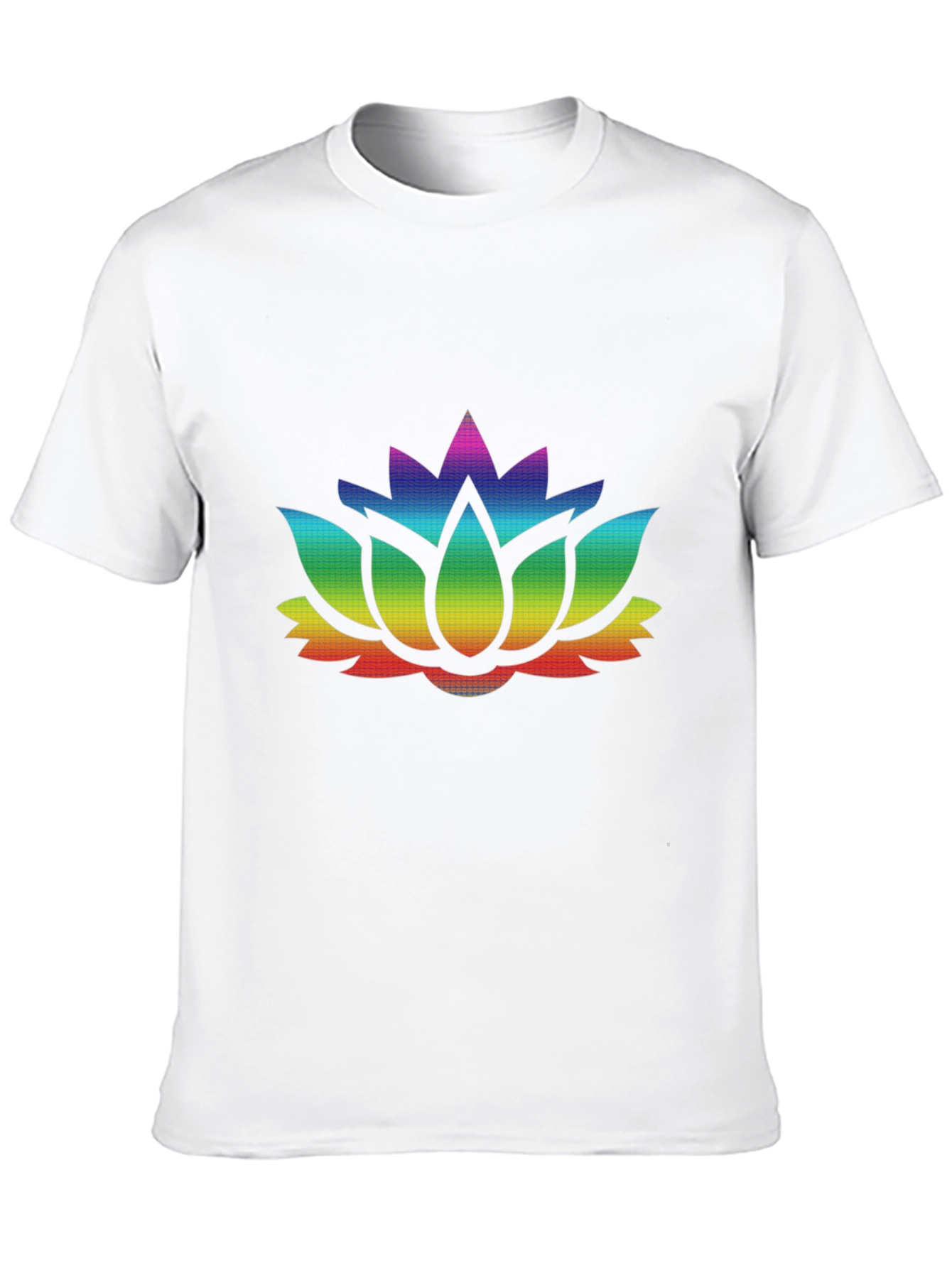 Rainbow Lotus Flower Graphic Black T-Shirt