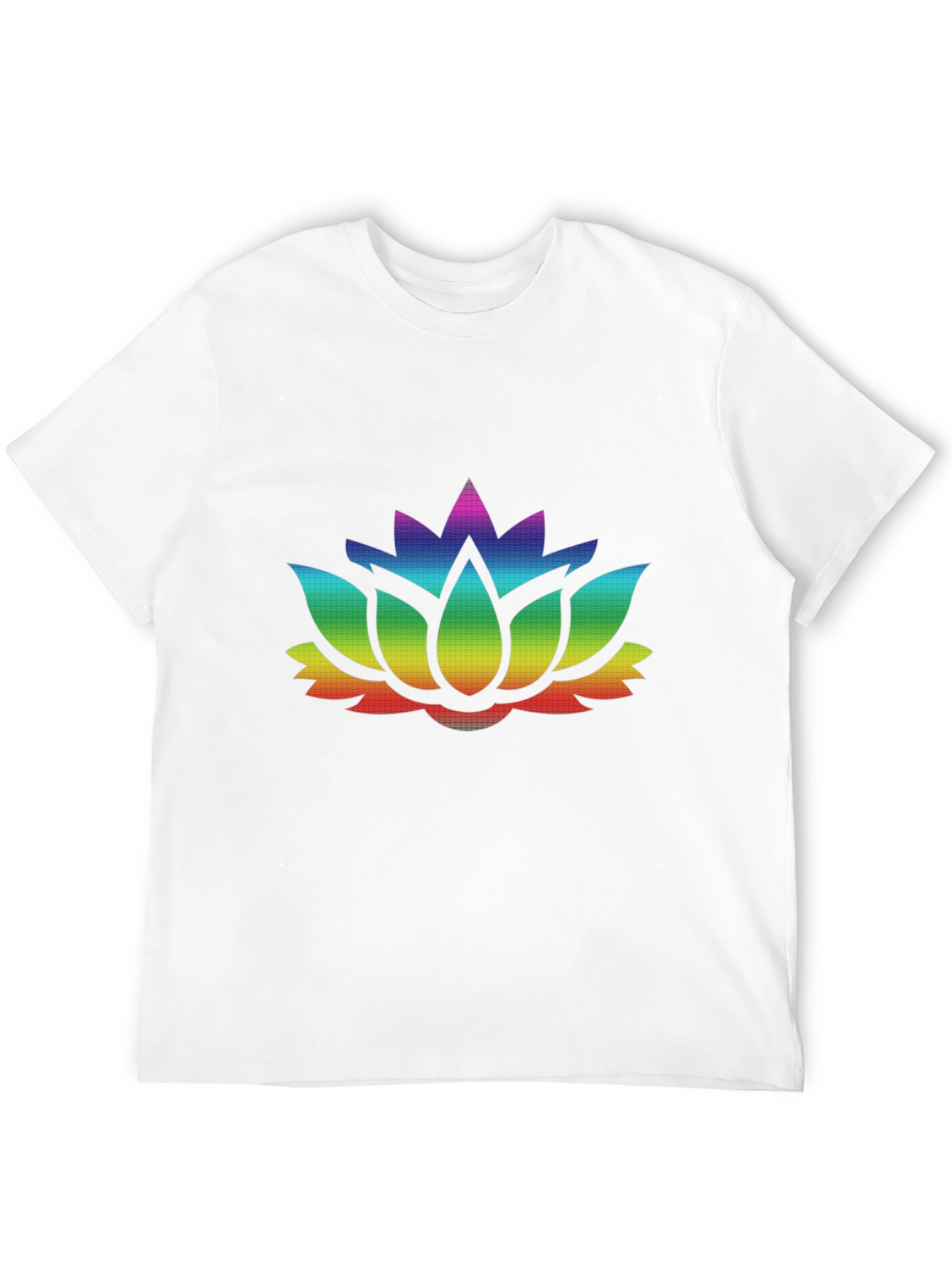 Rainbow Lotus Flower Graphic Black T-Shirt