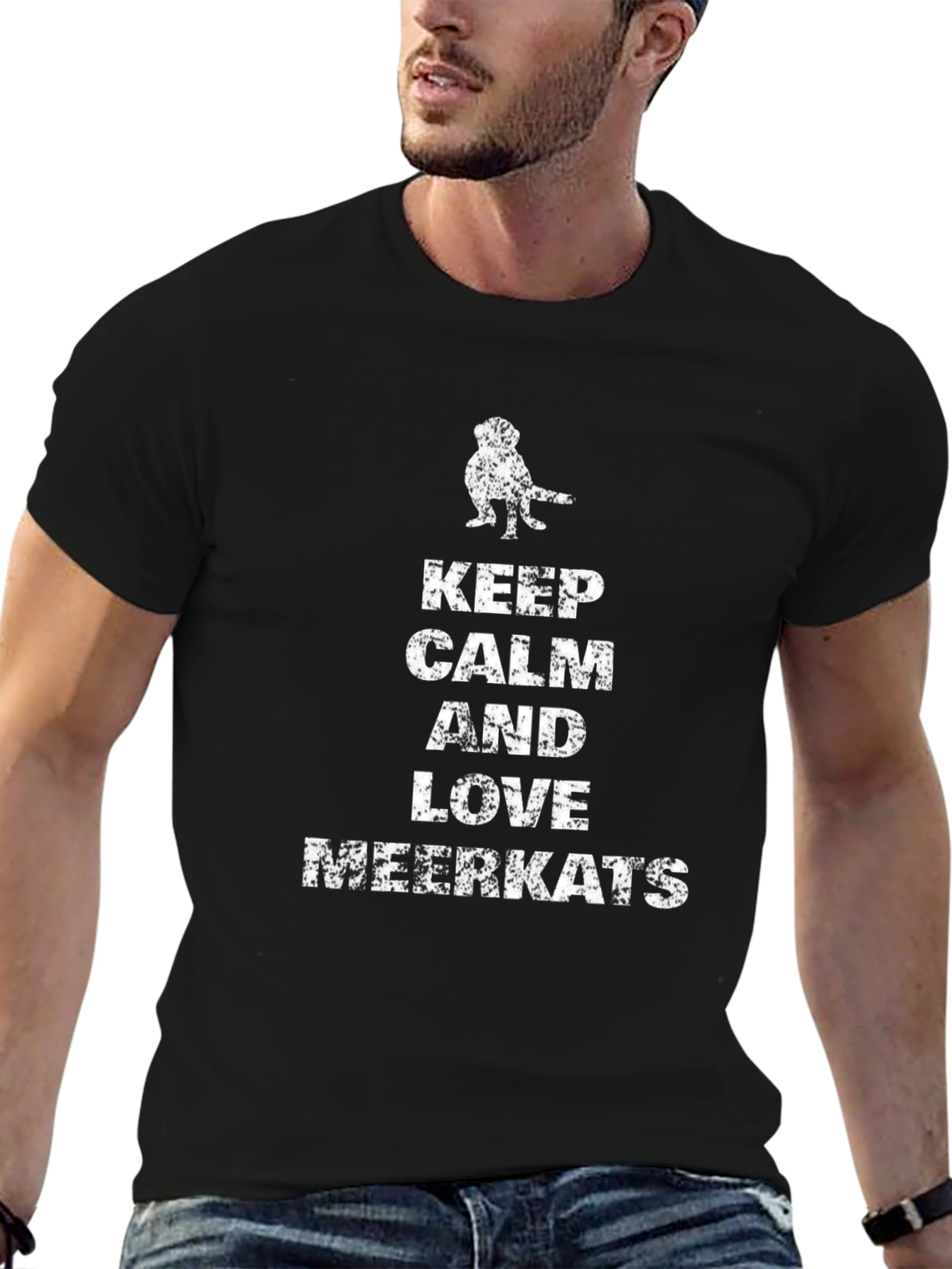 Keep Calm Love Meerkats Black Graphic Tee