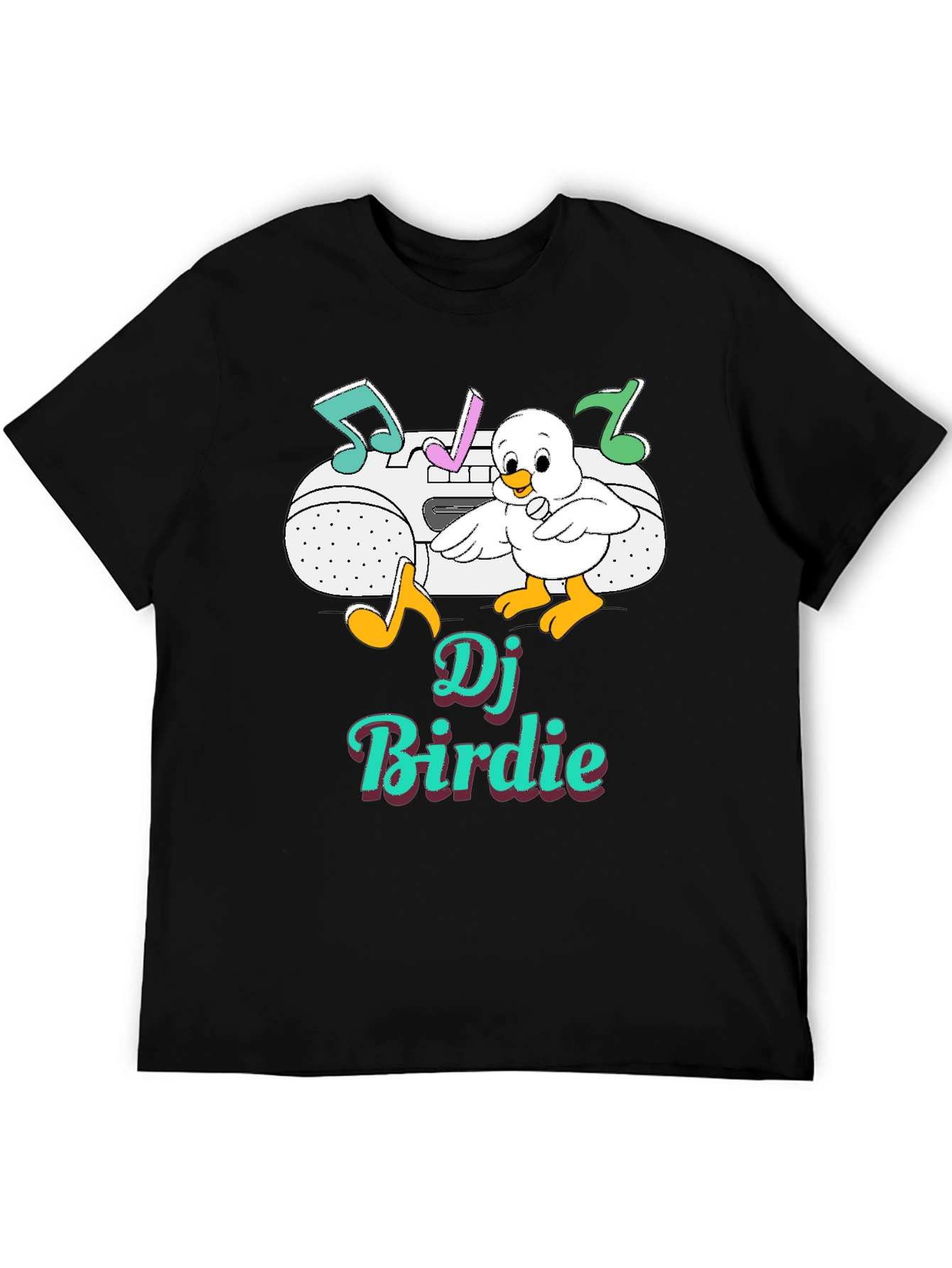 DJ Birdie Graphic Tee - Retro Boombox Design