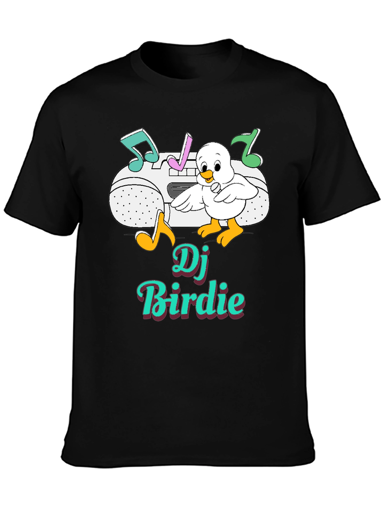 DJ Birdie Graphic Tee - Retro Boombox Design