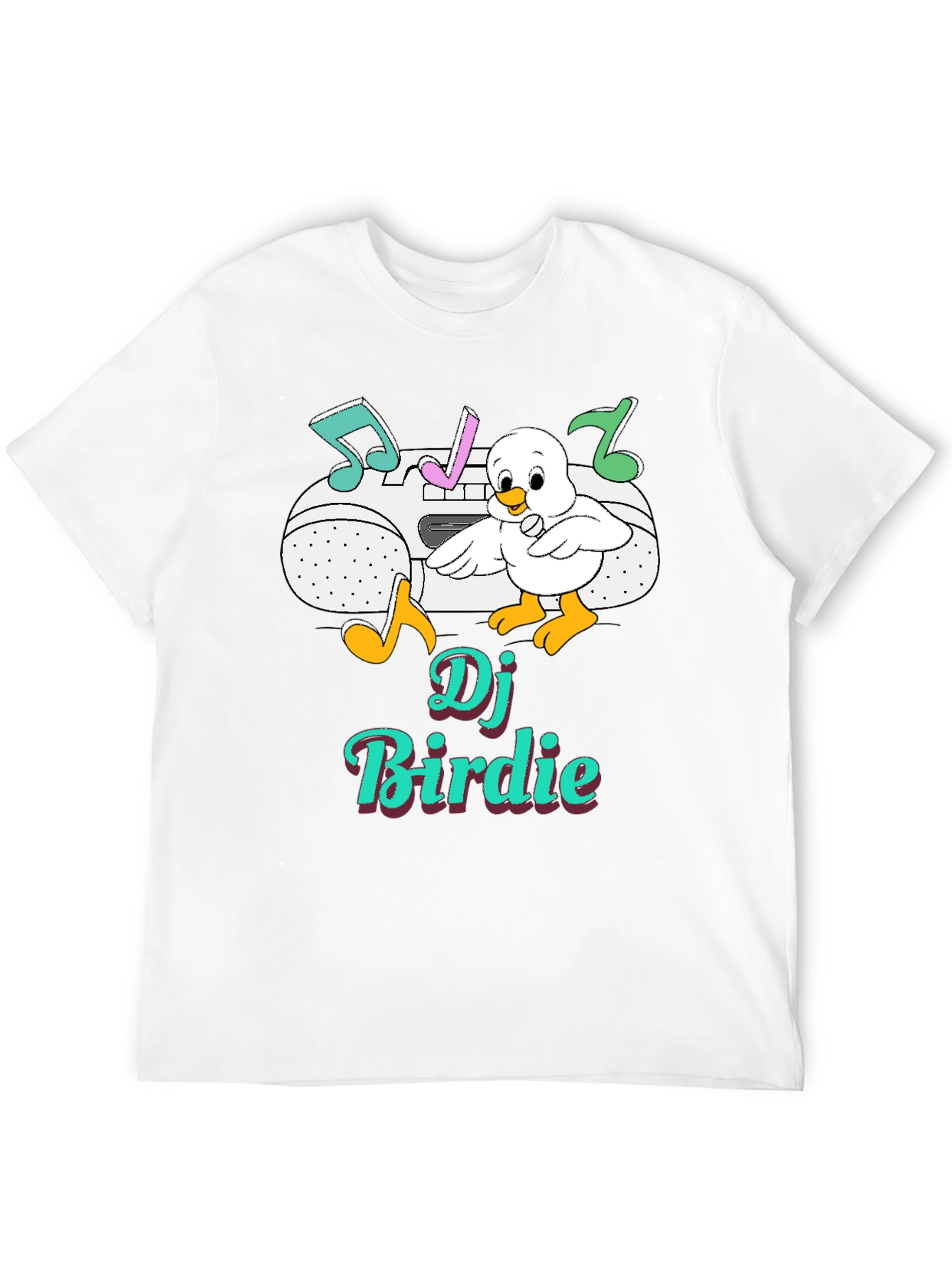 DJ Birdie Graphic Tee - Retro Boombox Design