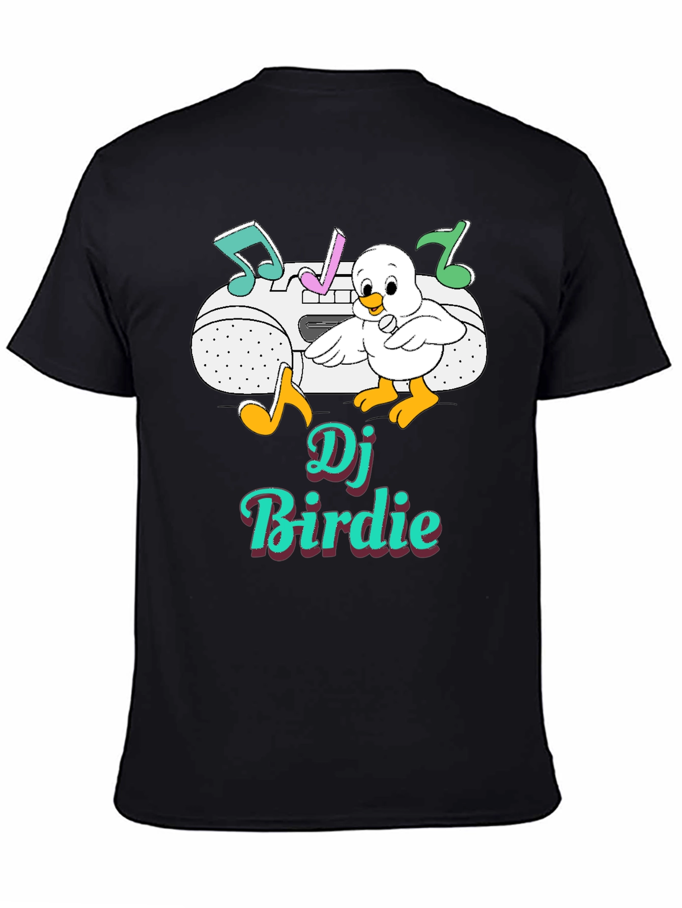 DJ Birdie Graphic Tee - Retro Boombox Design
