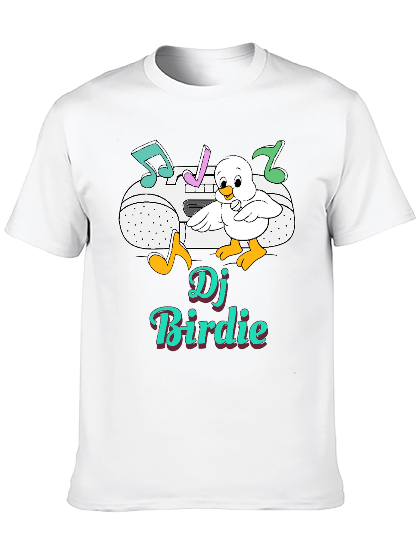 DJ Birdie Graphic Tee - Retro Boombox Design