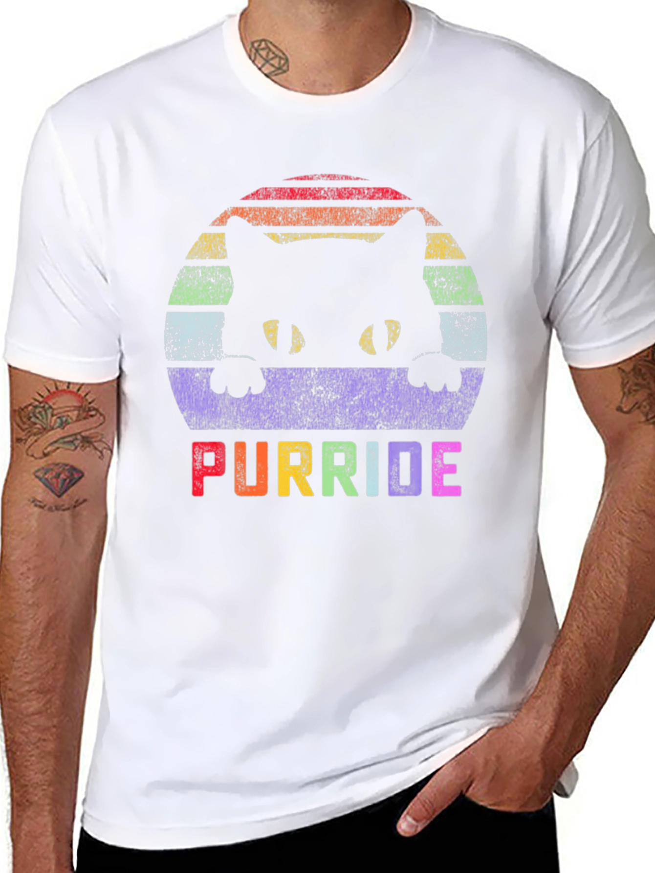 Purride LGBTQ+ Cat T-Shirt - Rainbow Pride