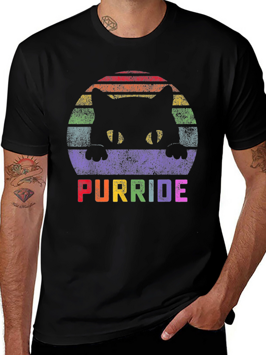 Purride LGBTQ+ Cat T-Shirt - Rainbow Pride