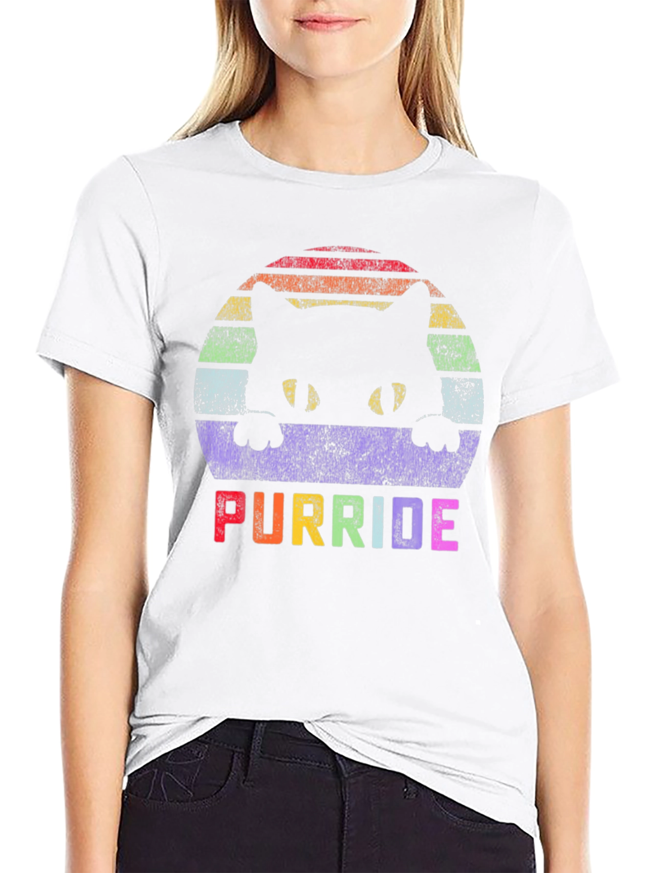 Purride LGBTQ+ Cat T-Shirt - Rainbow Pride