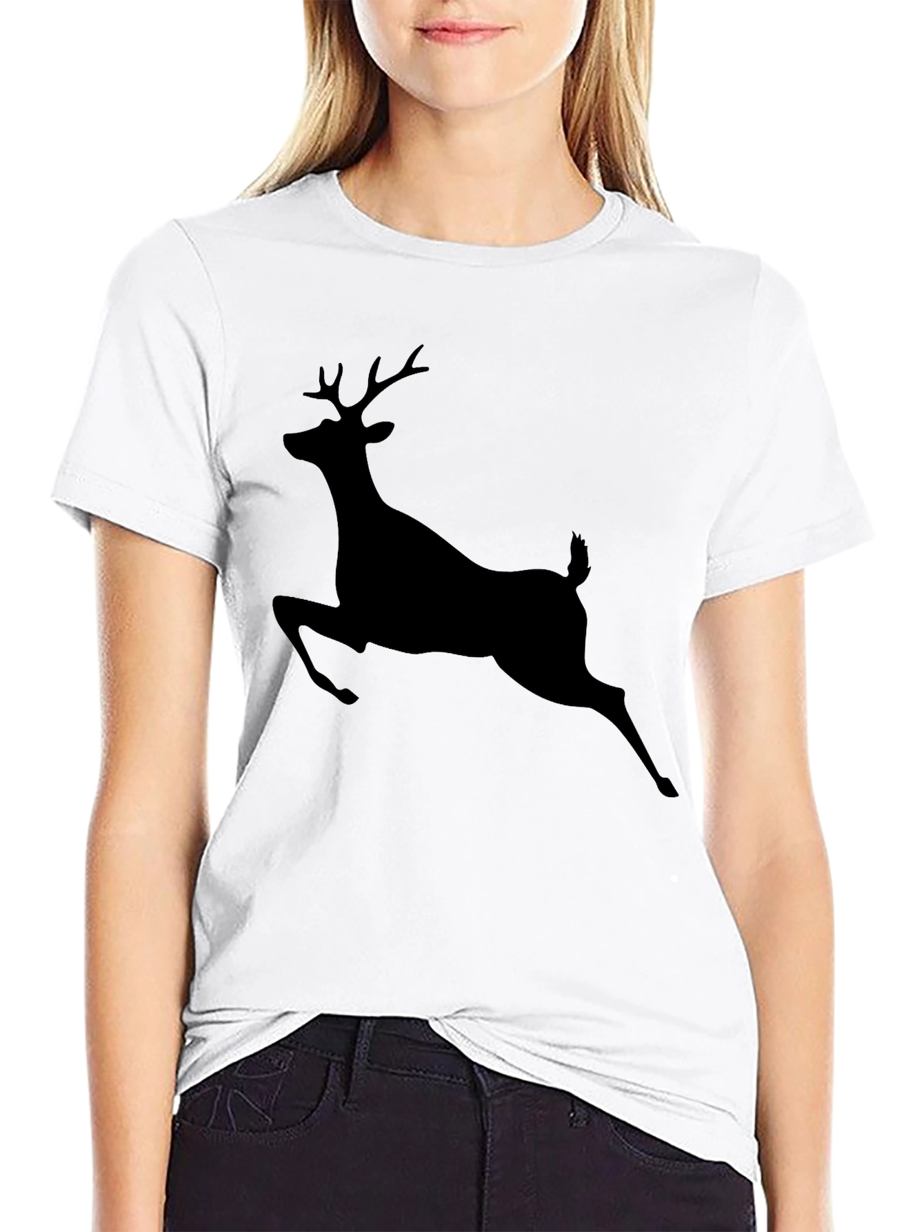 Mens Black Deer Graphic T-Shirt