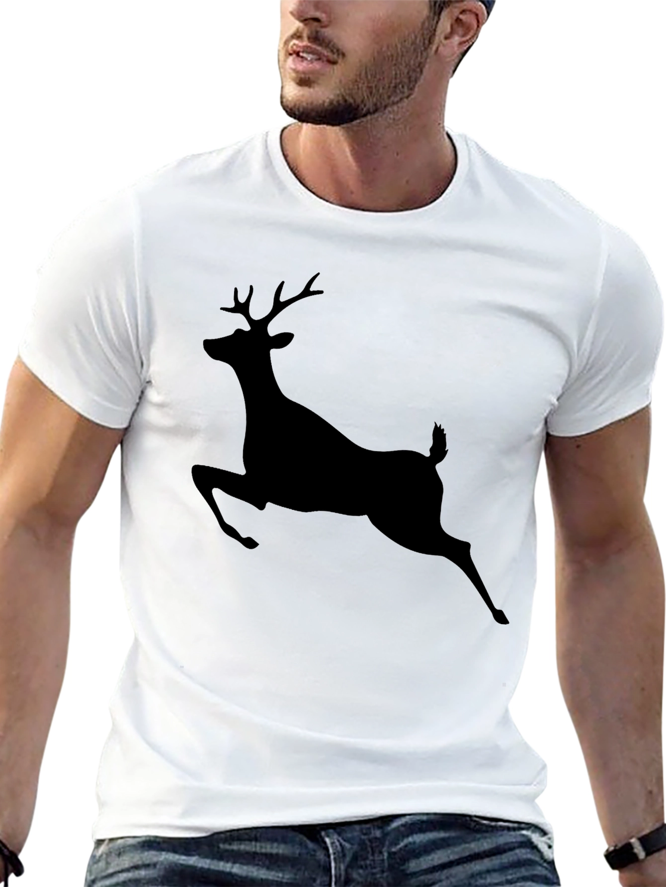 Mens Black Deer Graphic T-Shirt