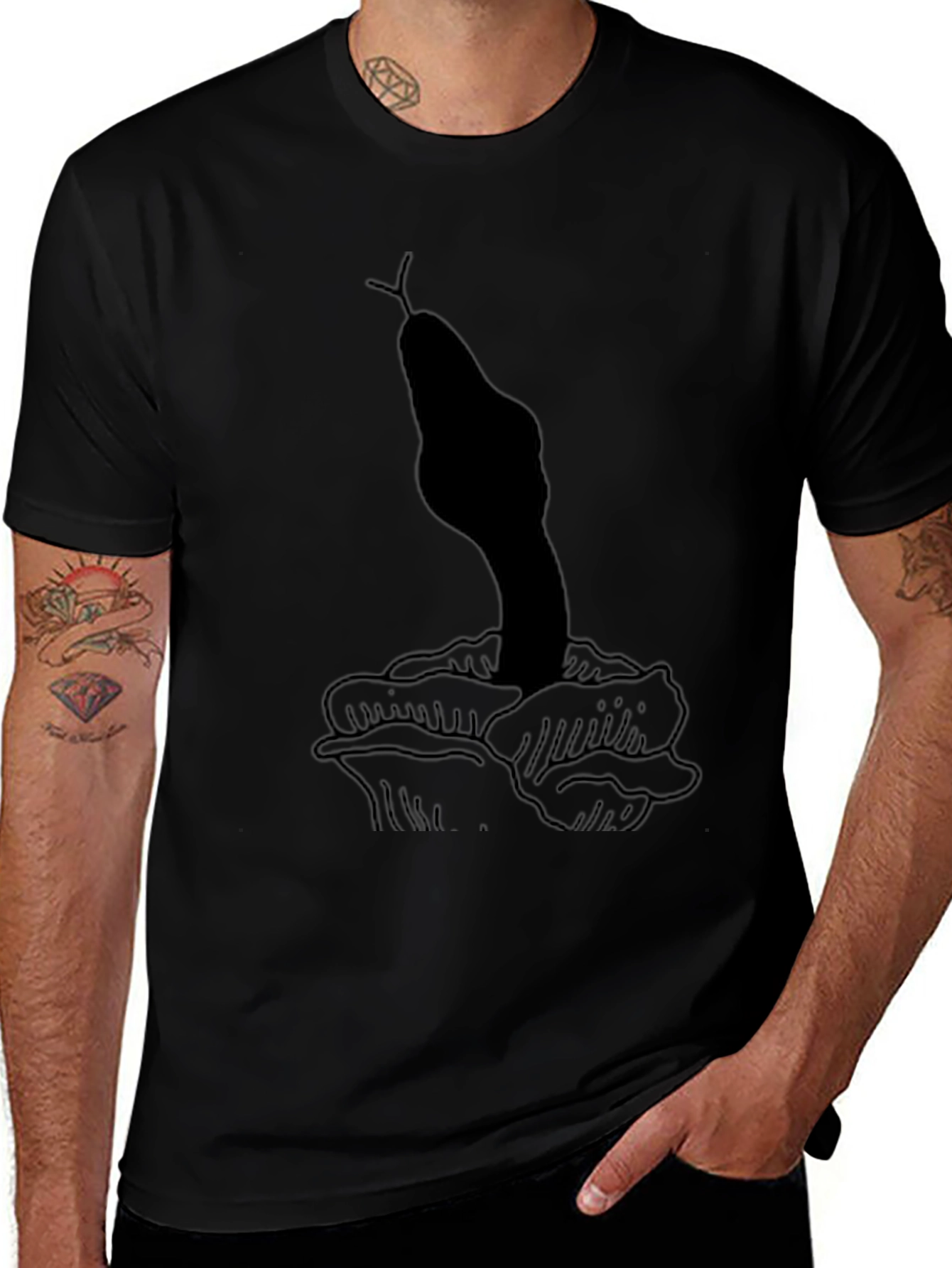 Snake & Rose Graphic T-Shirt - Unisex Black Tee