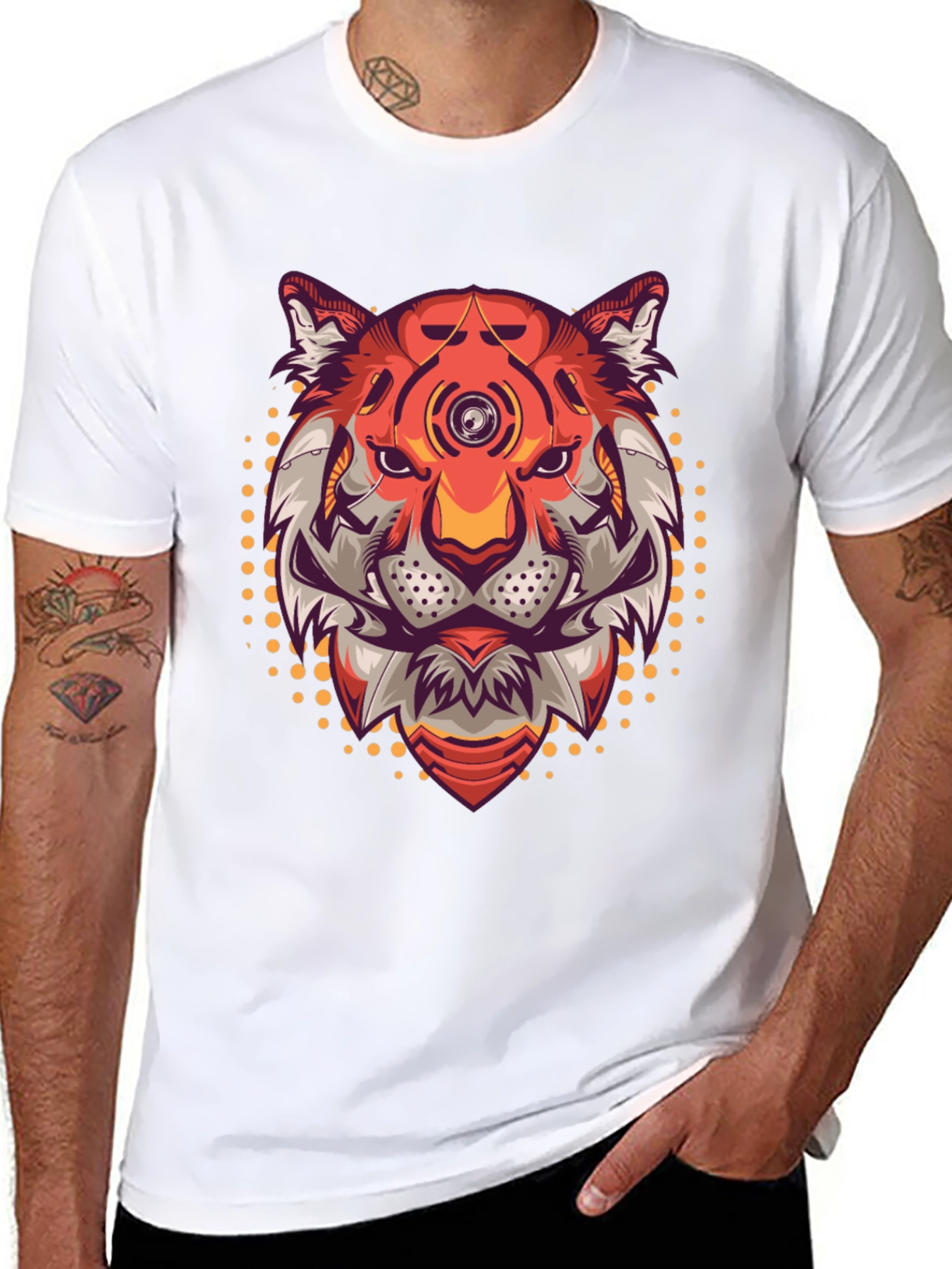 Cyberpunk Tiger Graphic T-Shirt - Cool Futuristic Design