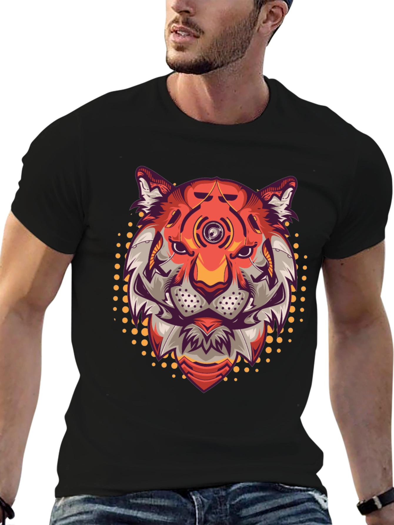 Cyberpunk Tiger Graphic T-Shirt - Cool Futuristic Design