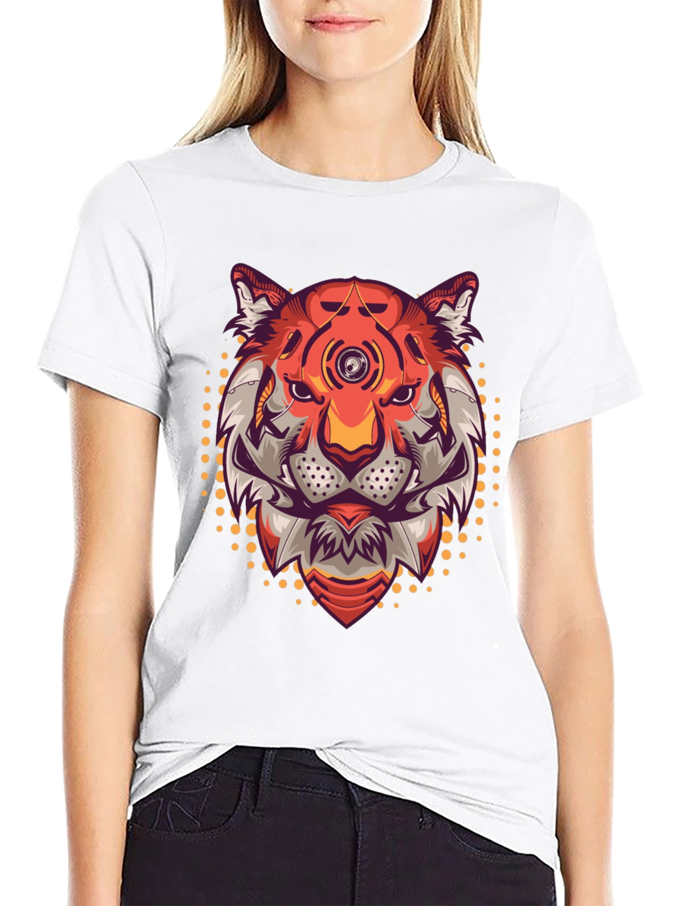 Cyberpunk Tiger Graphic T-Shirt - Cool Futuristic Design