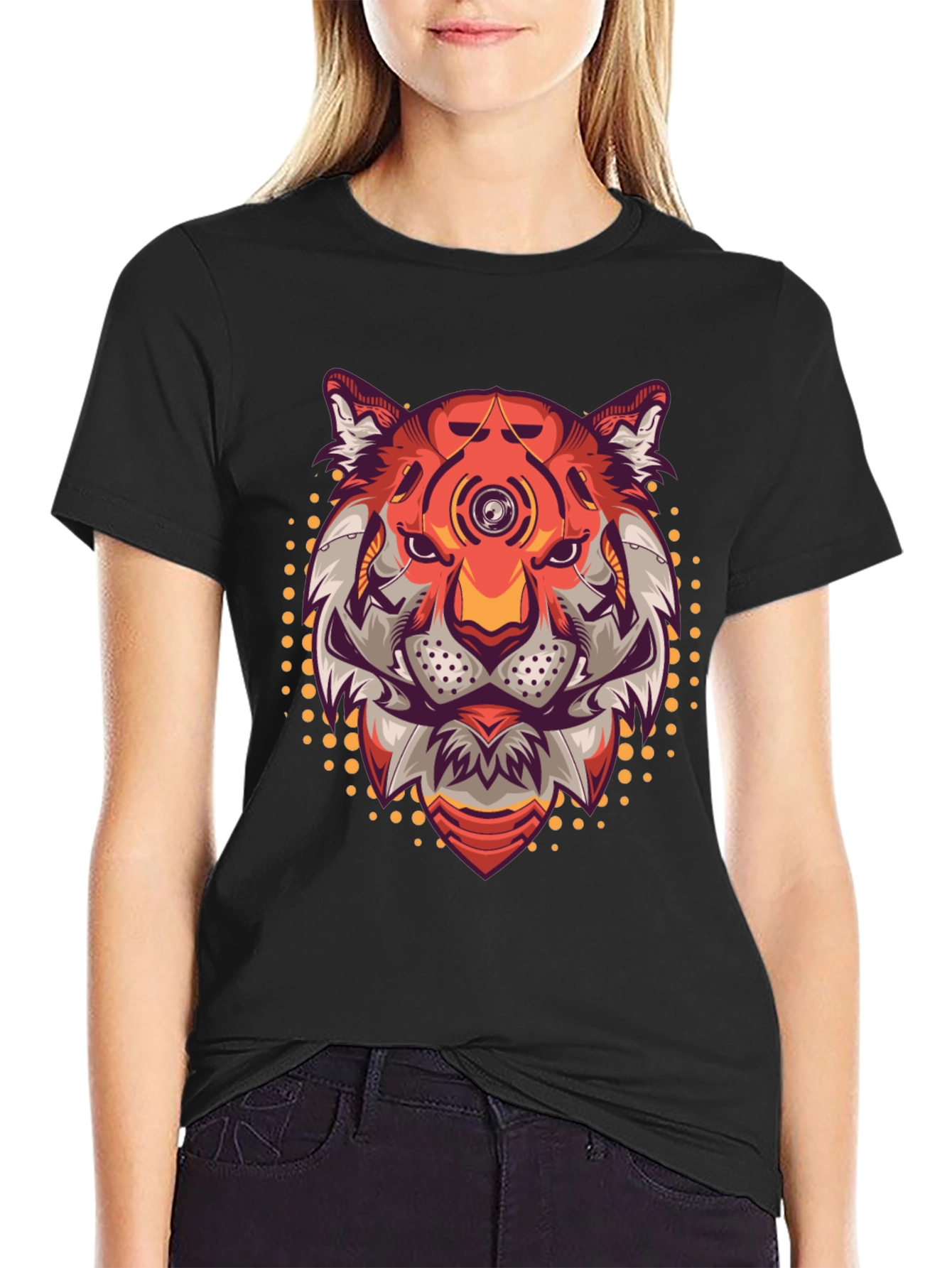 Cyberpunk Tiger Graphic T-Shirt - Cool Futuristic Design