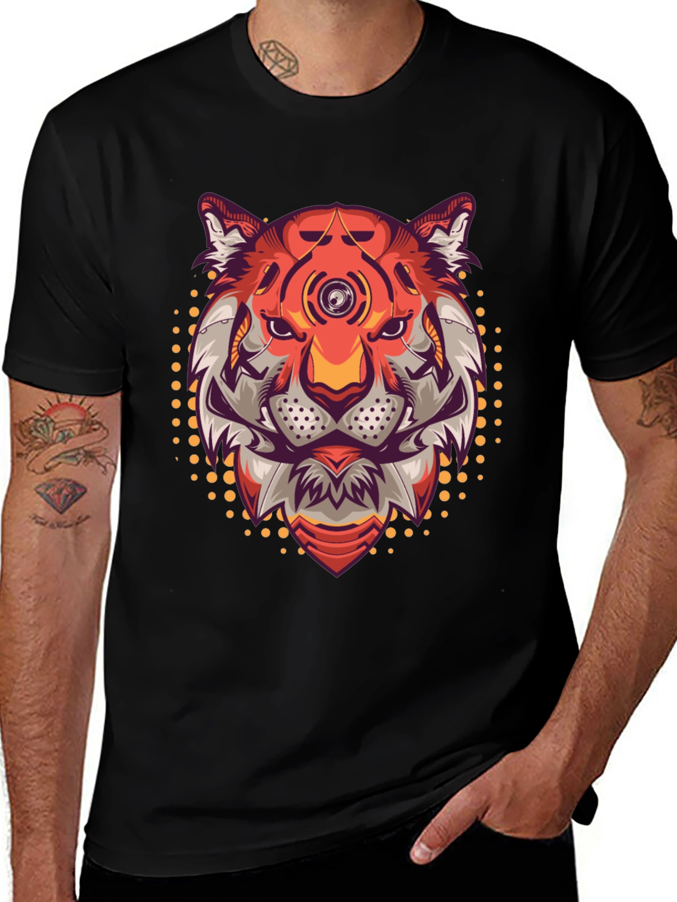 Cyberpunk Tiger Graphic T-Shirt - Cool Futuristic Design