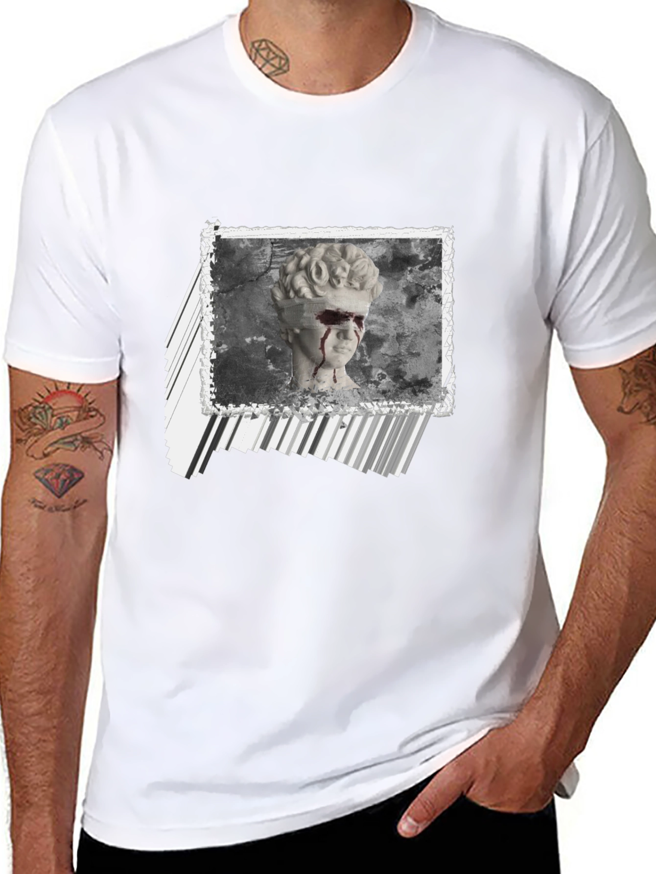 Statue Graphic Print Black T-Shirt