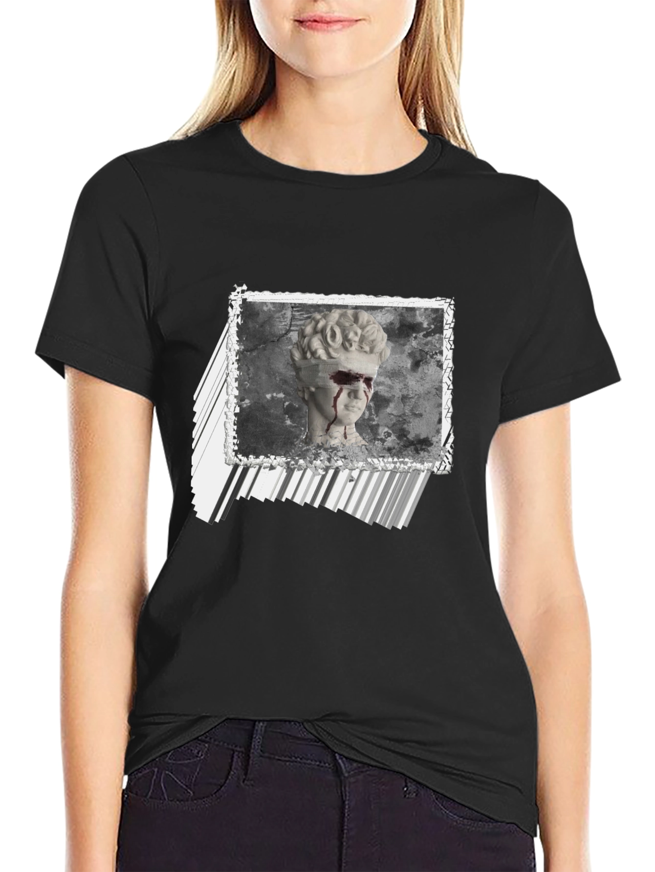 Statue Graphic Print Black T-Shirt