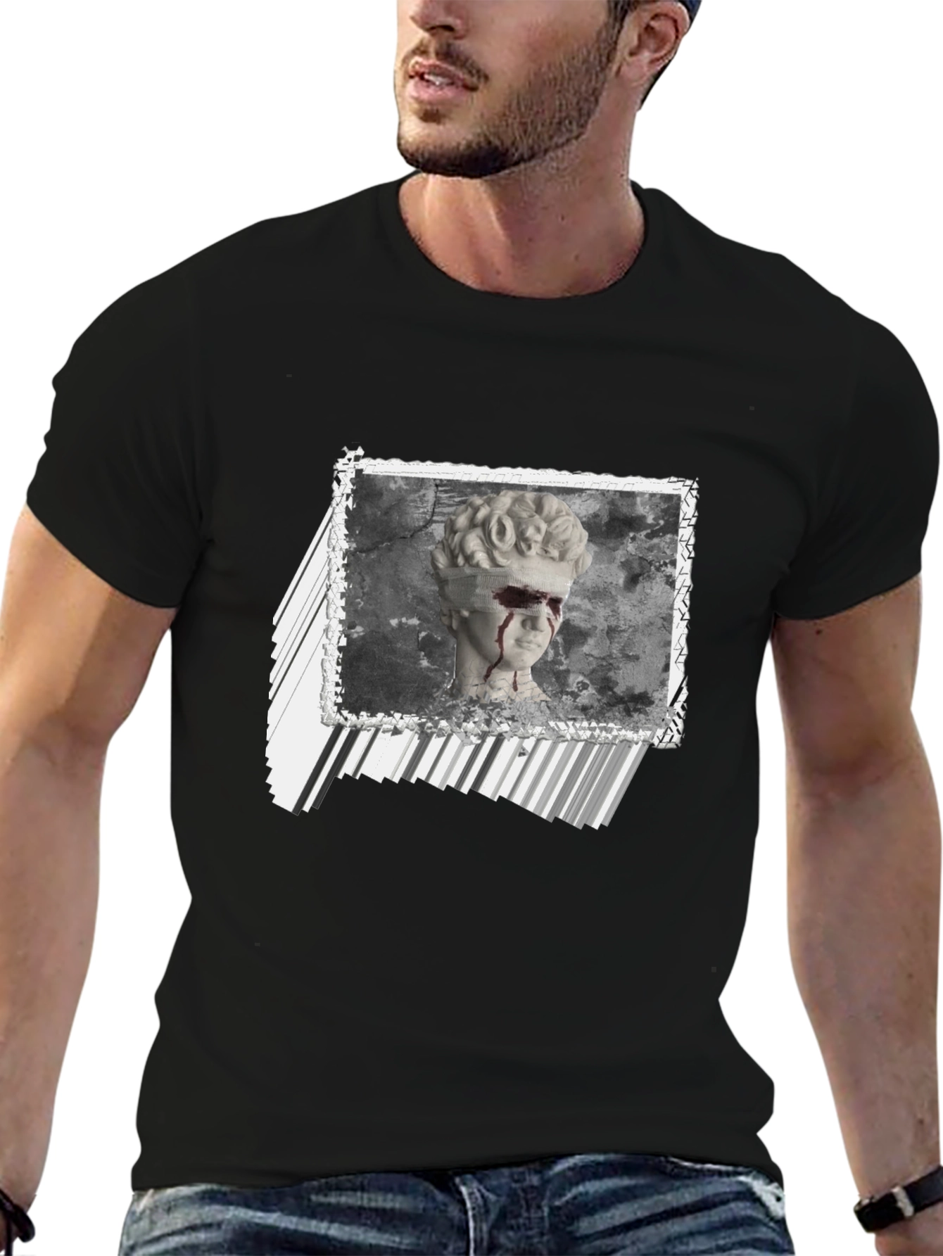 Statue Graphic Print Black T-Shirt