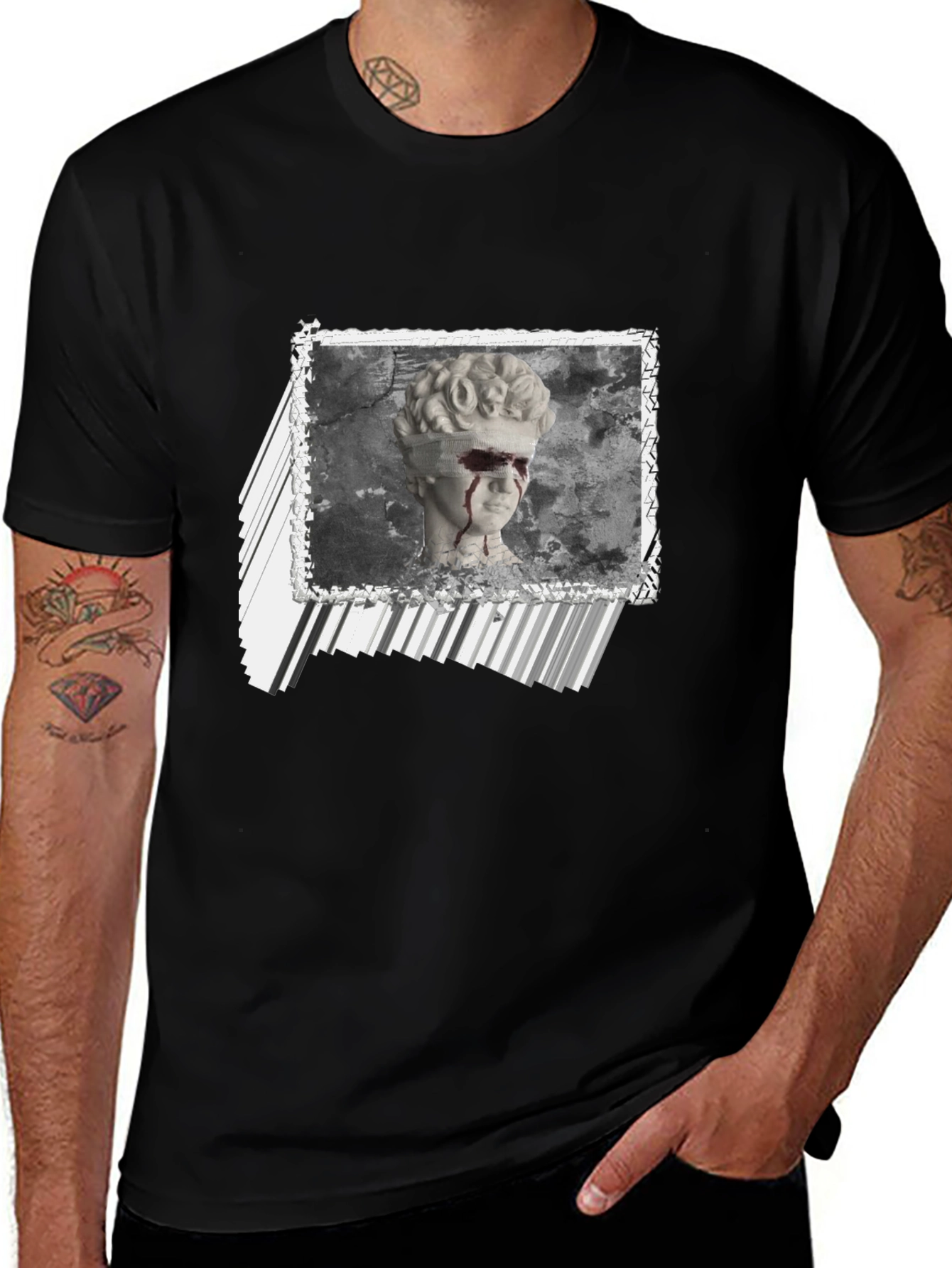 Statue Graphic Print Black T-Shirt