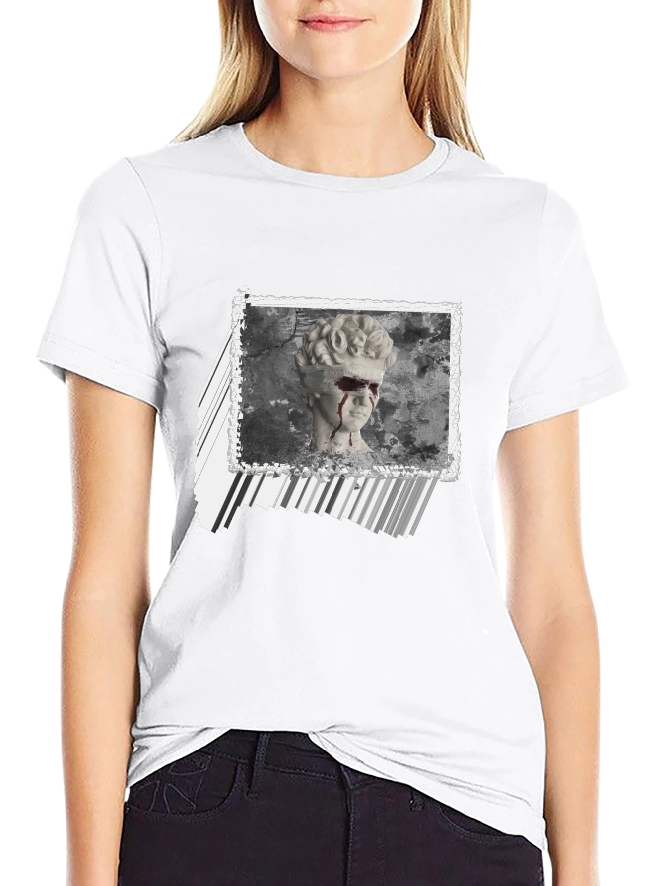 Statue Graphic Print Black T-Shirt