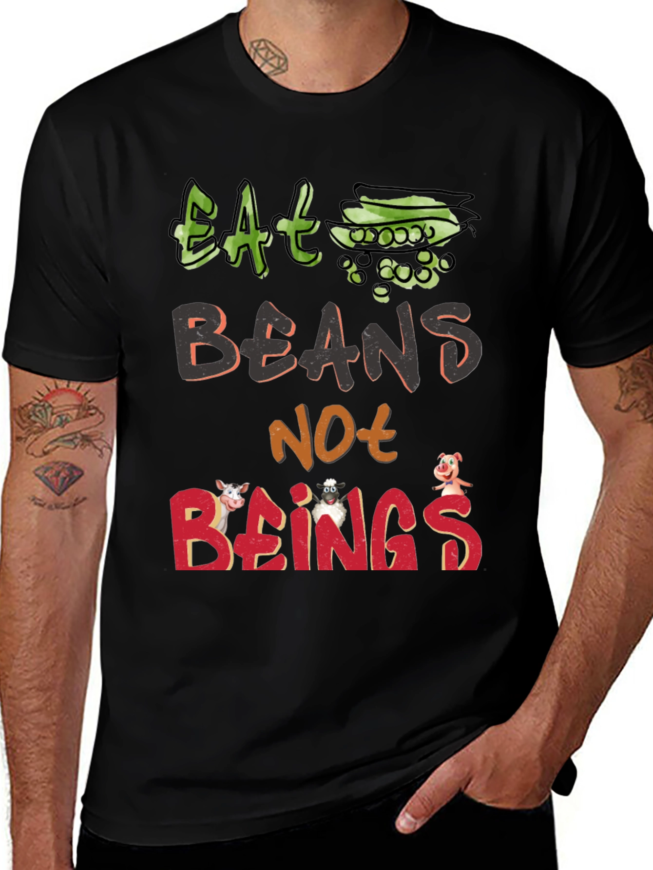 Eat Beans Not Beings T-Shirt - Vegan Animal Rights