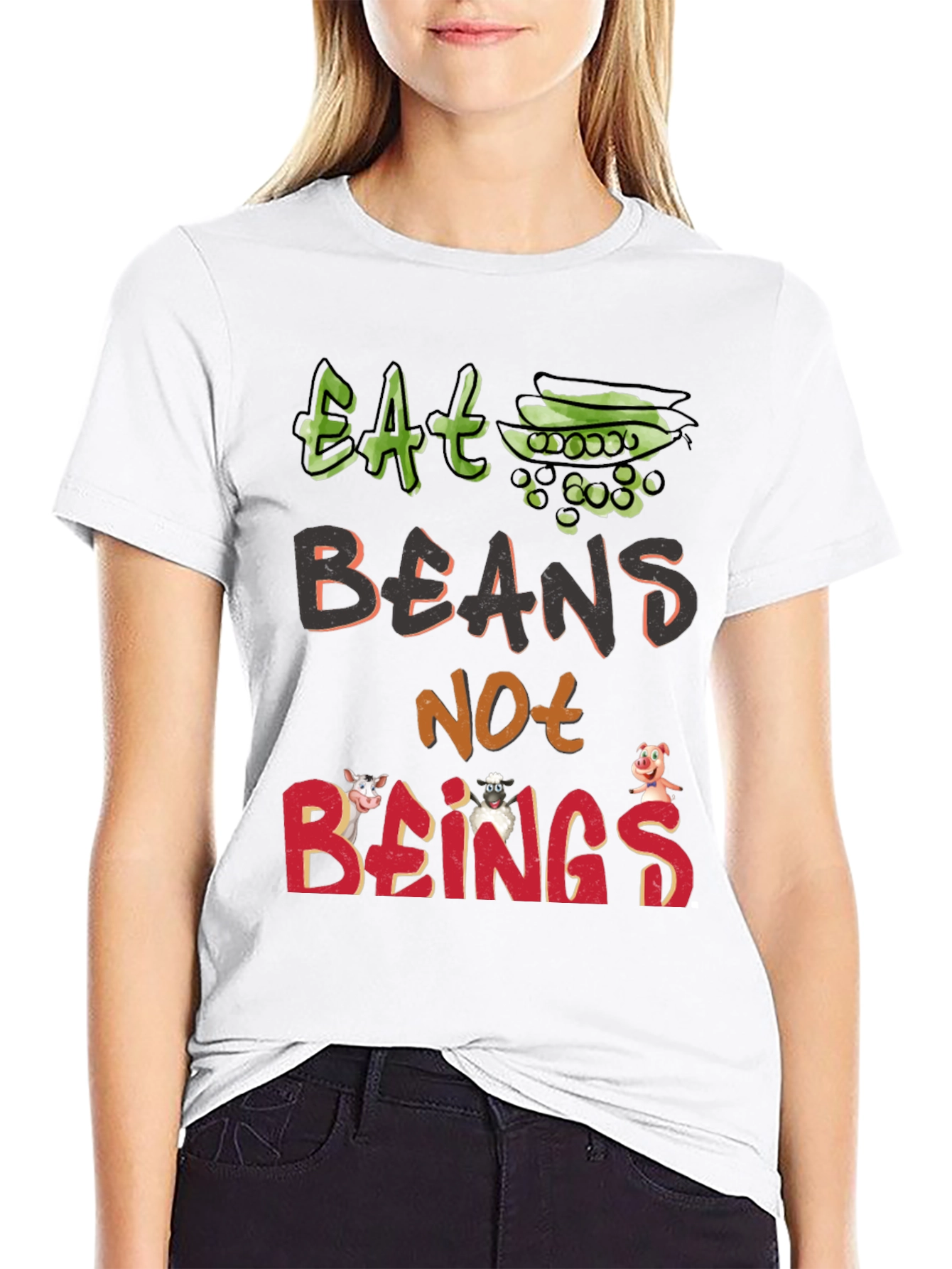 Eat Beans Not Beings T-Shirt - Vegan Animal Rights