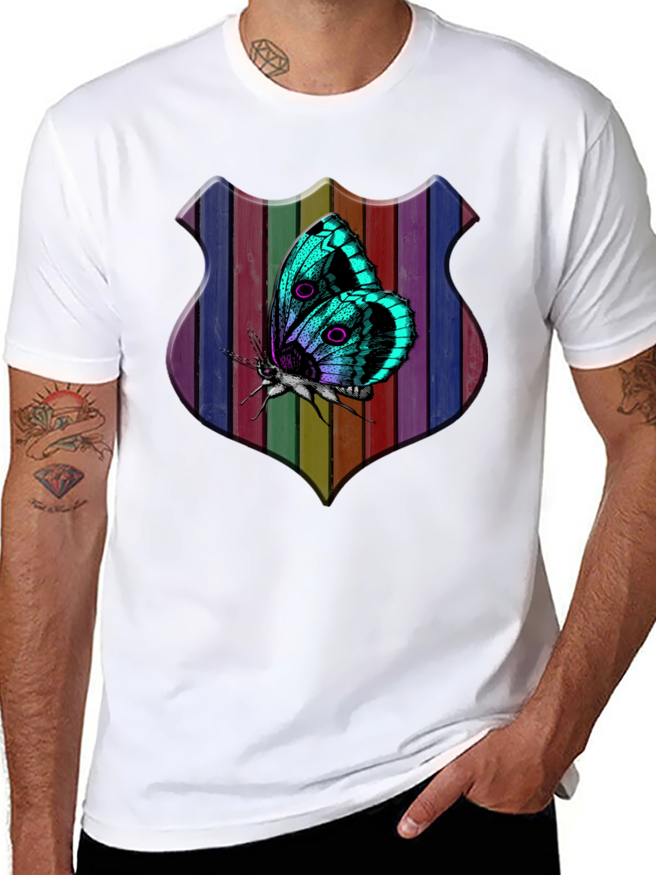 Butterfly Rainbow Shield Graphic Tee