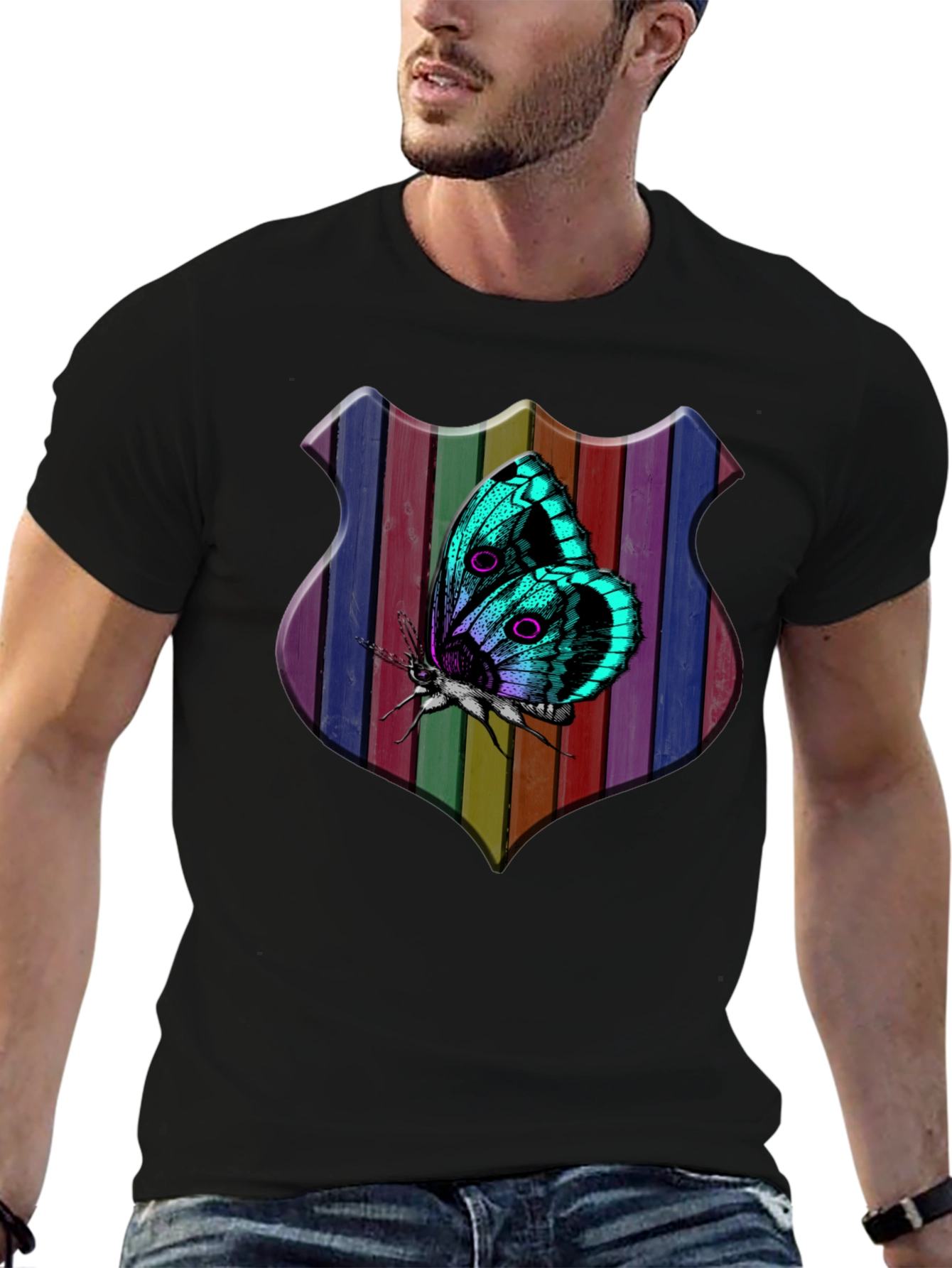 Butterfly Rainbow Shield Graphic Tee