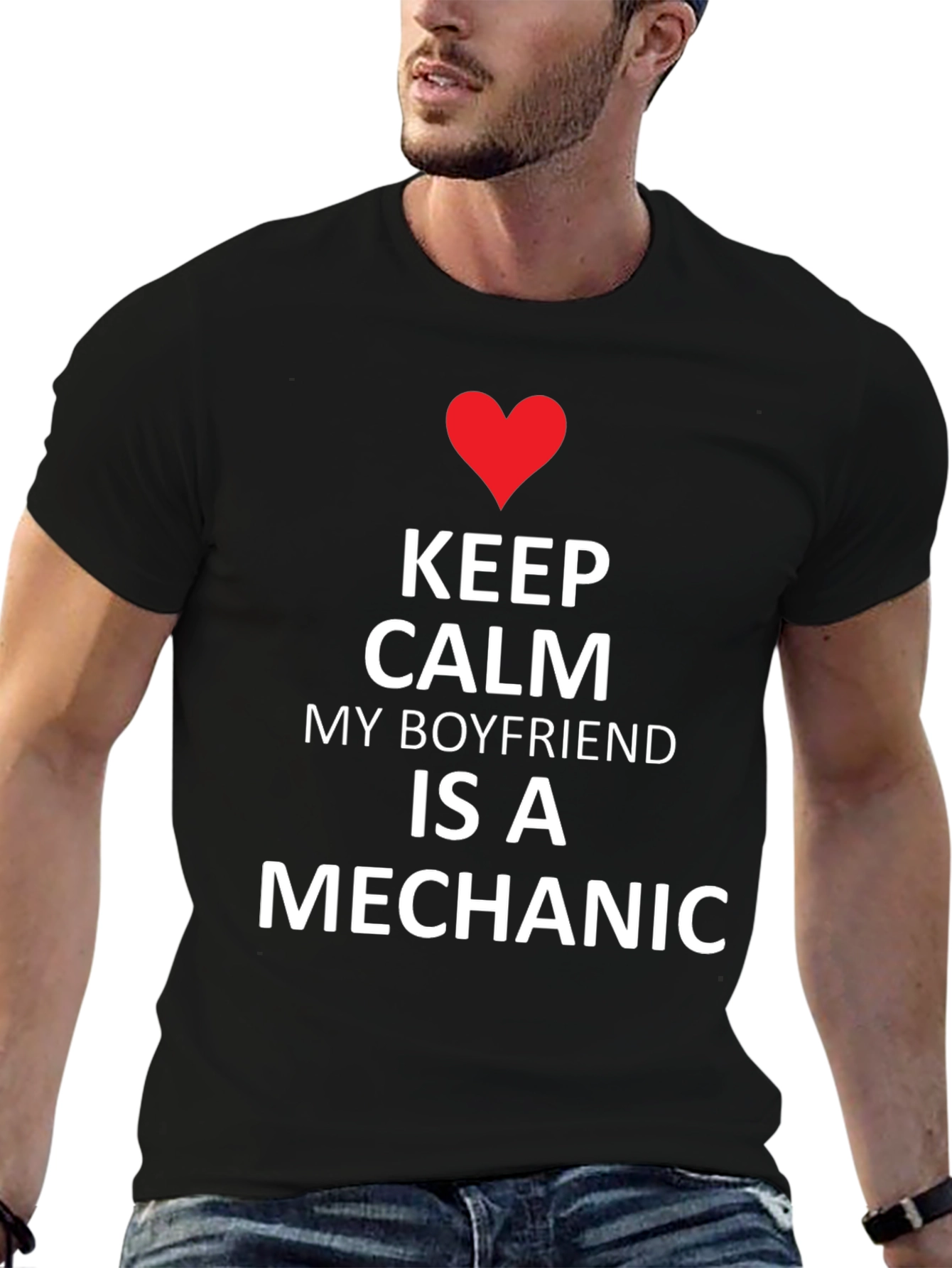 Keep Calm Boyfriend Mechanic Tee - Black
