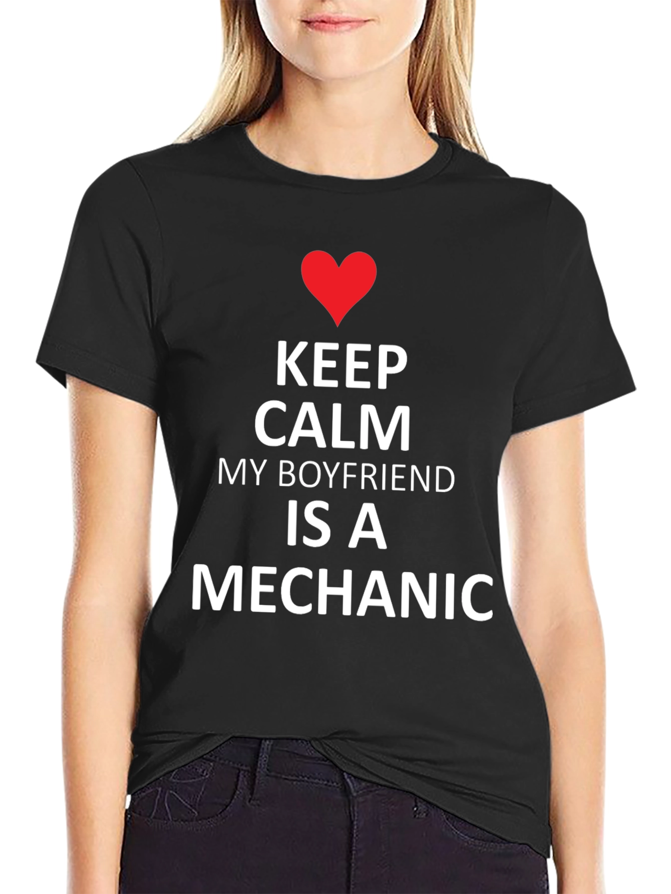 Keep Calm Boyfriend Mechanic Tee - Black