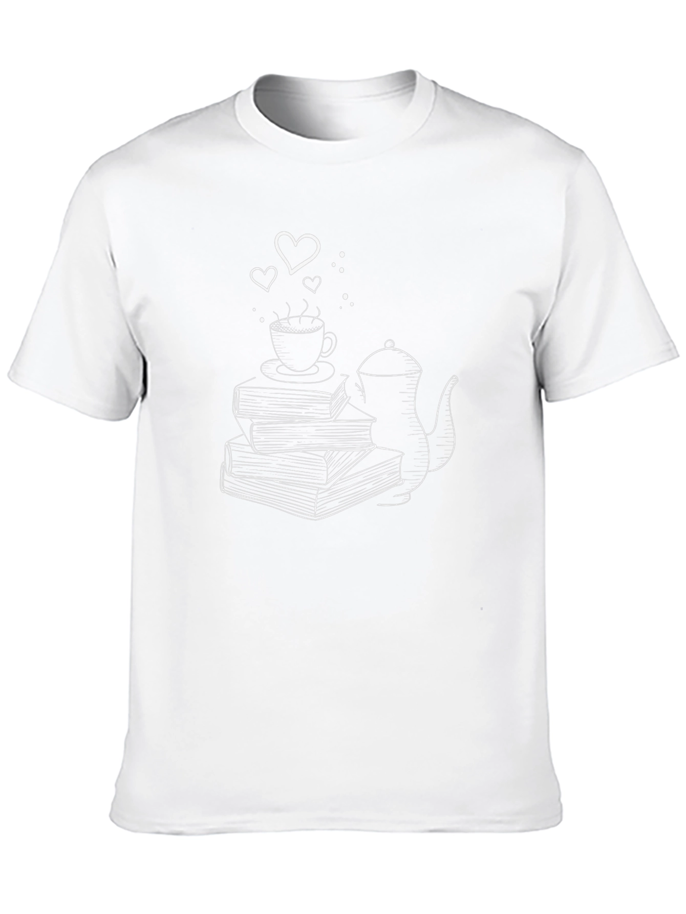 Book Lovers Tee: Coffee Books Hearts Design