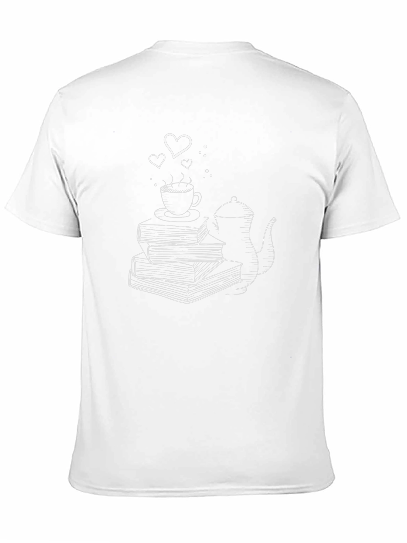 Book Lovers Tee: Coffee Books Hearts Design