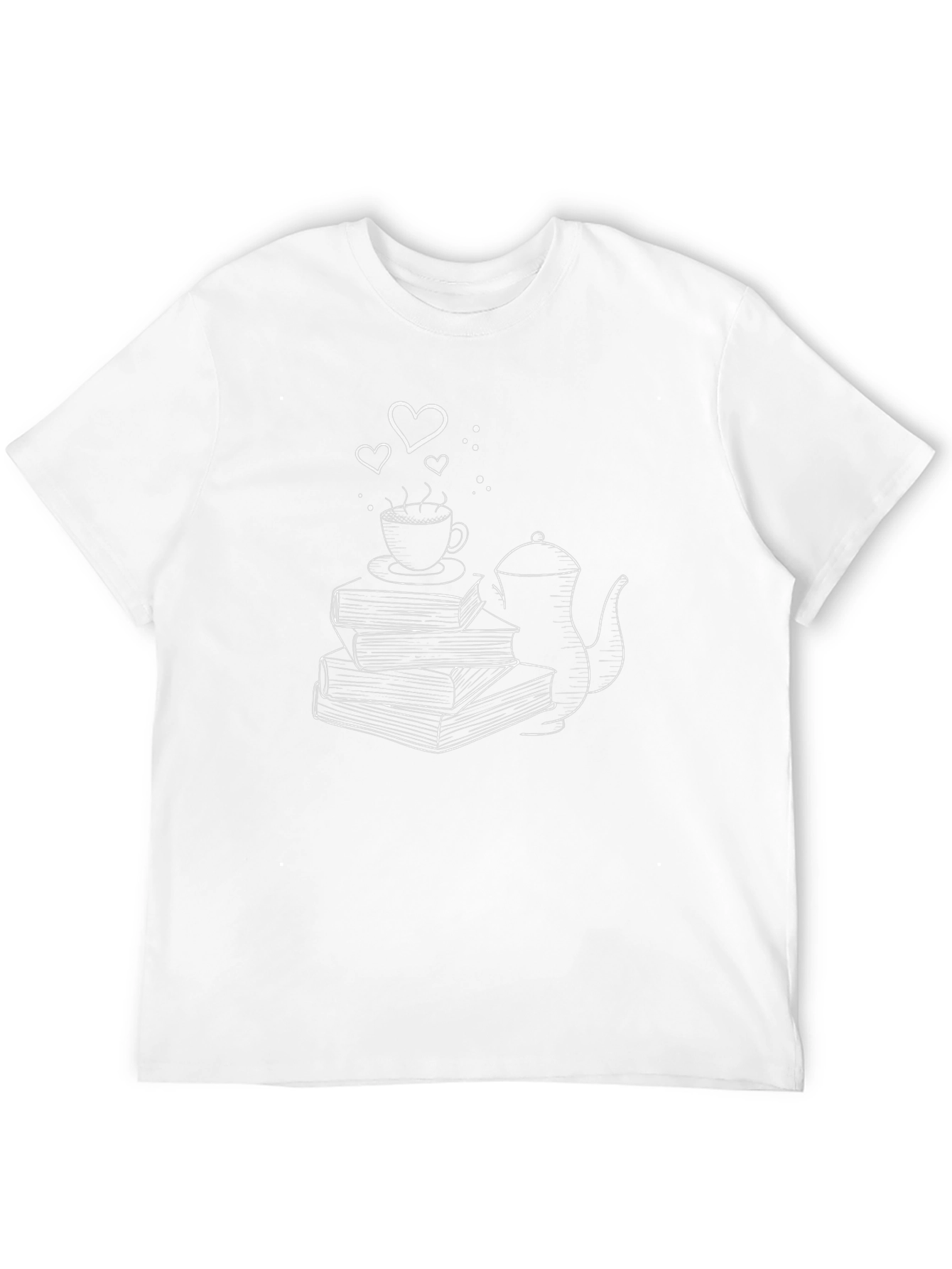 Book Lovers Tee: Coffee Books Hearts Design