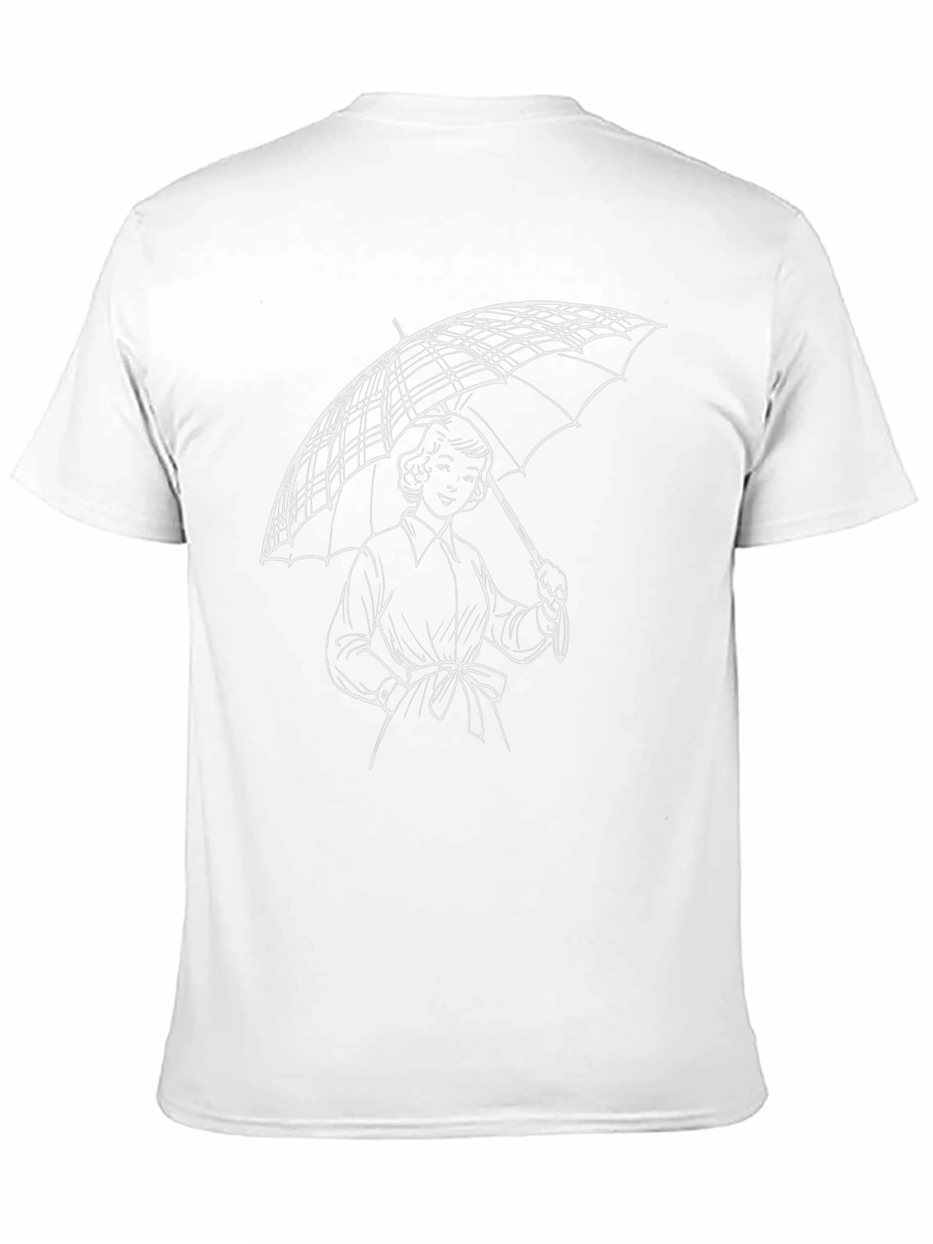 Woman with Umbrella Graphic Tee - Stylish Black T-Shirt