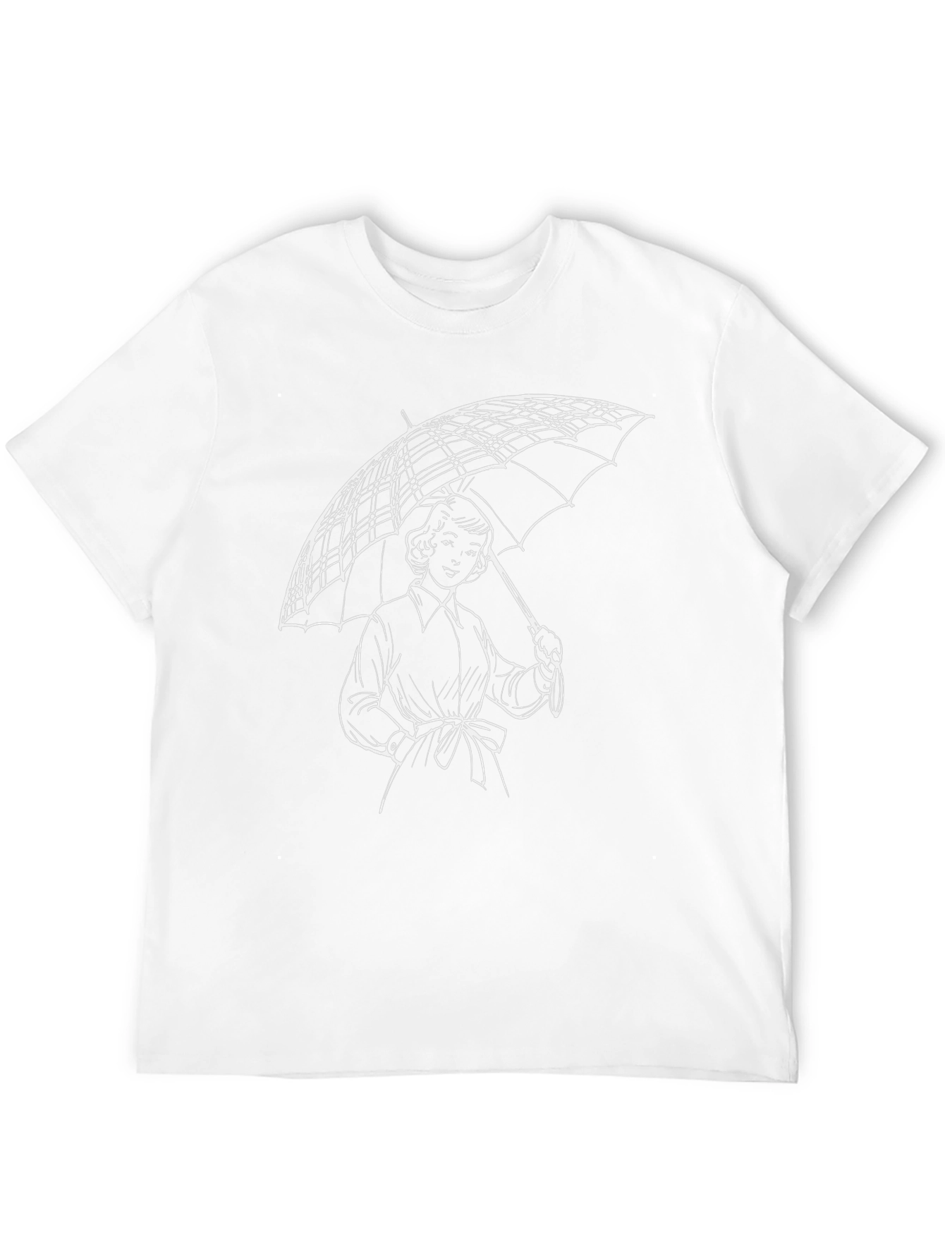 Woman with Umbrella Graphic Tee - Stylish Black T-Shirt