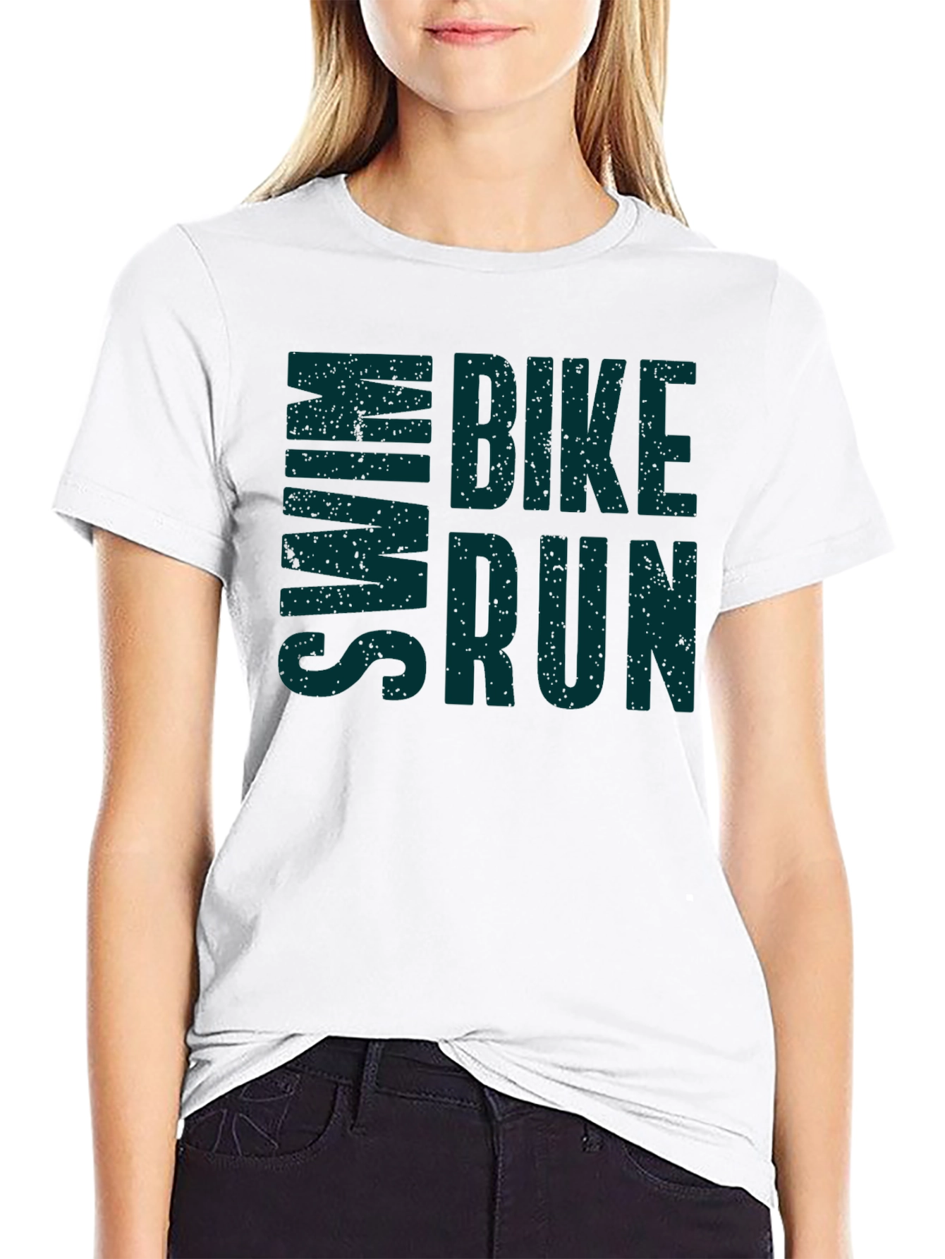 Swim Bike Run Mens Black T-Shirt - Triathlon Design