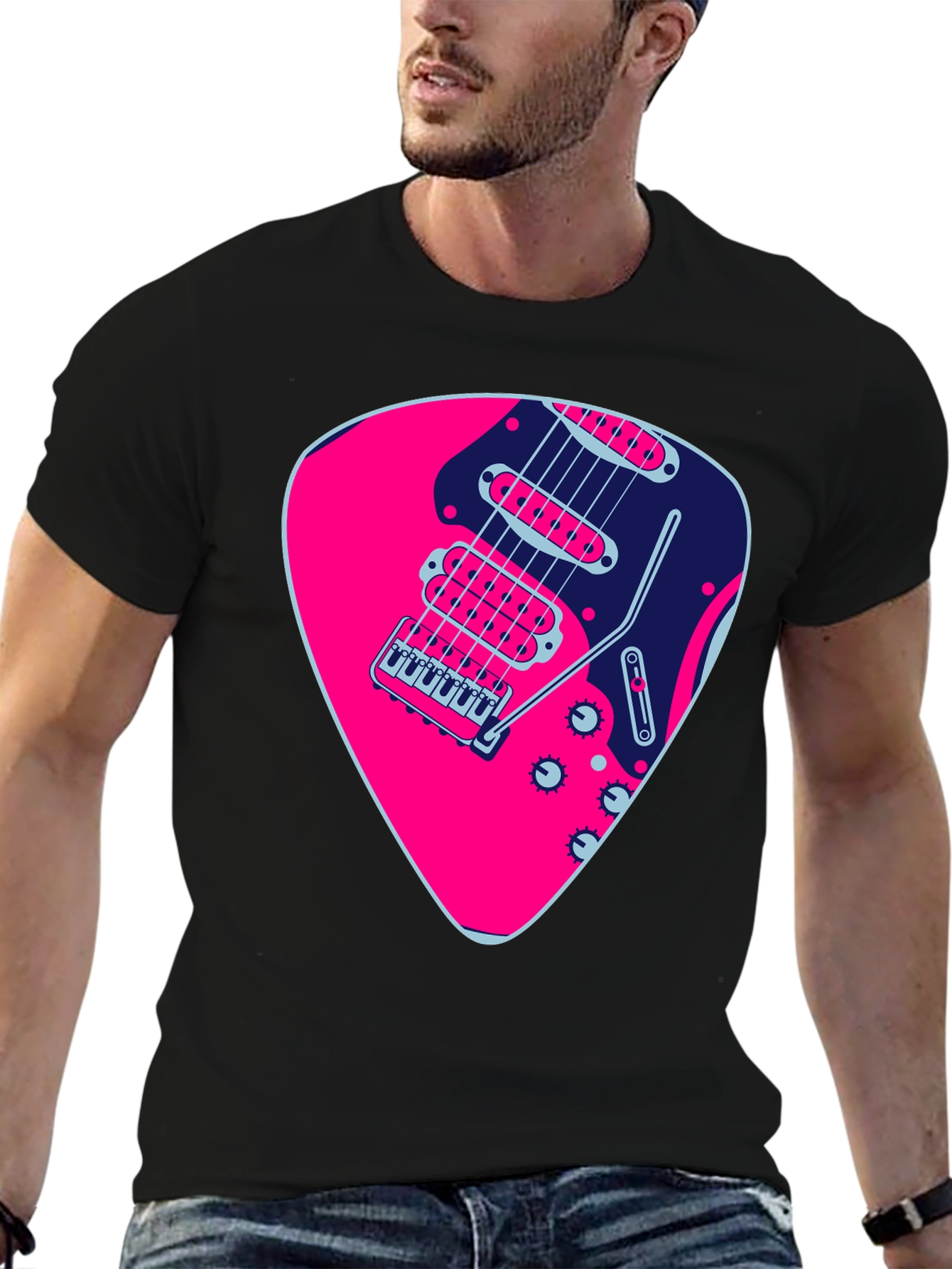 Guitar Pick Graphic Black T-Shirt
