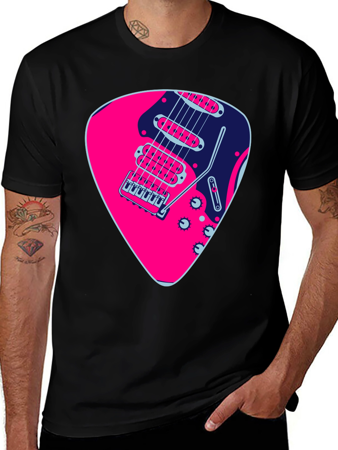 Guitar Pick Graphic Black T-Shirt