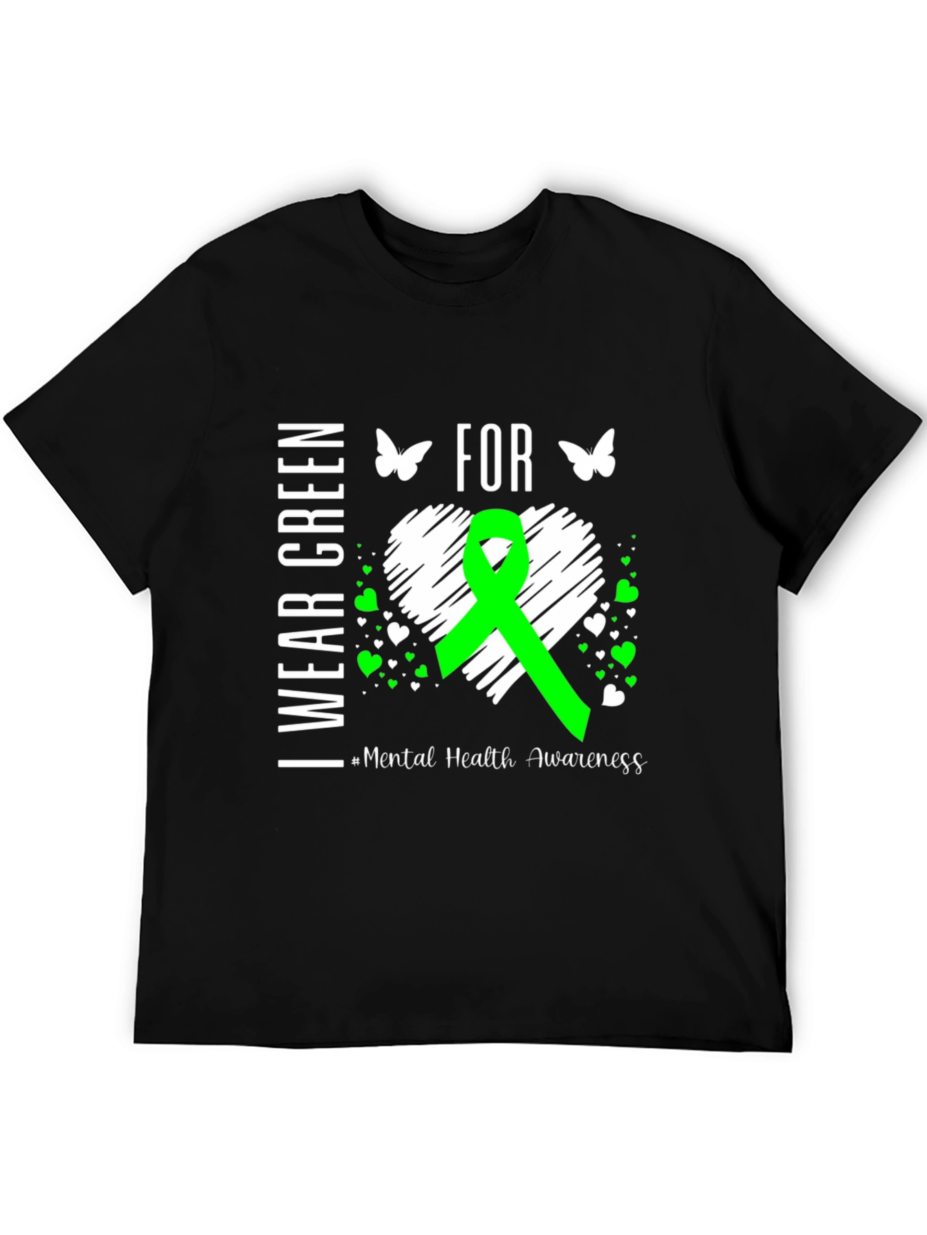 Mental Health Awareness Green Ribbon Heart T-Shirt