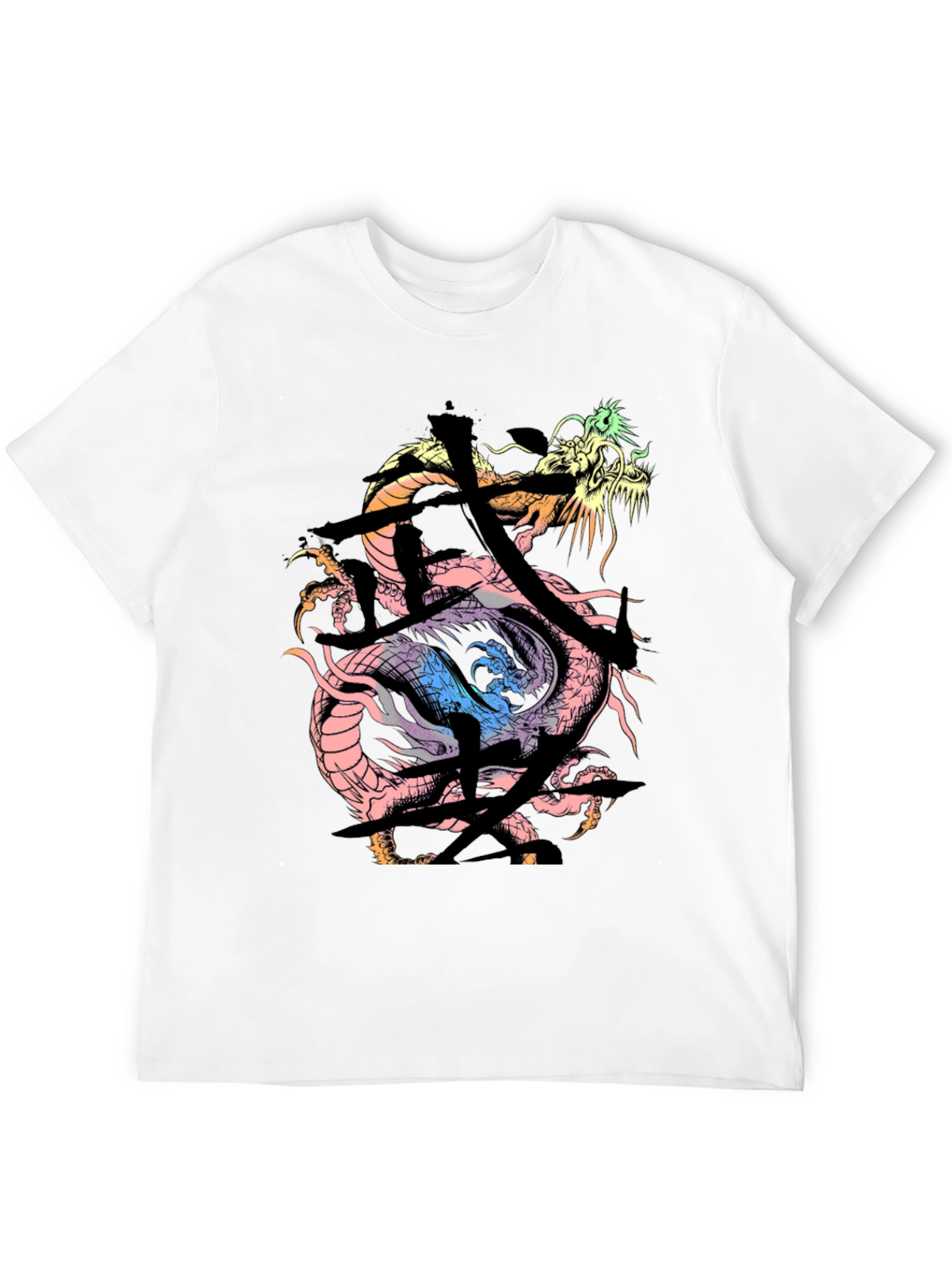 Dragon Kanji Graphic Print Black T-Shirt