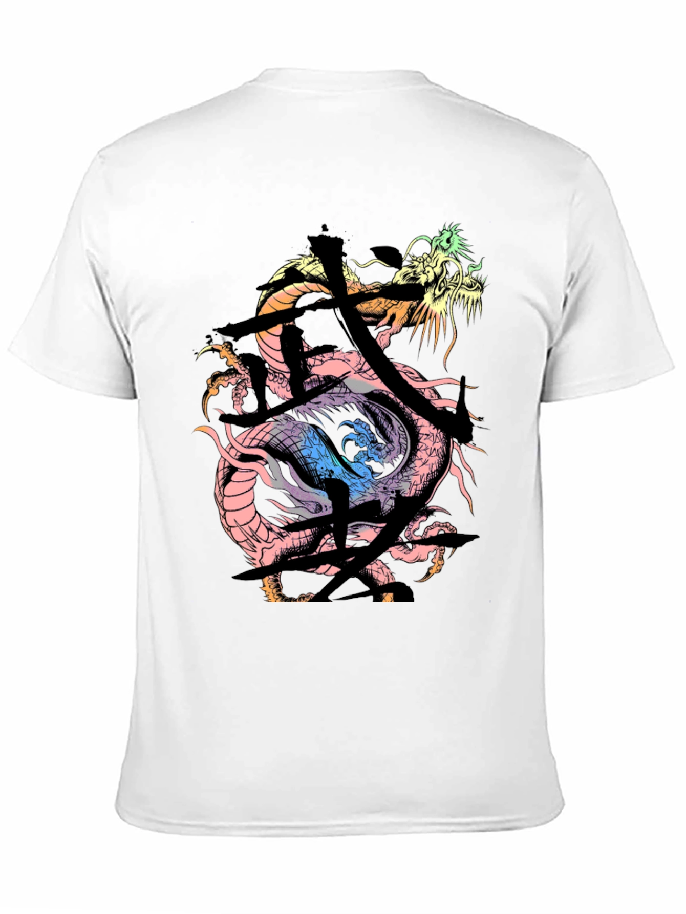 Dragon Kanji Graphic Print Black T-Shirt