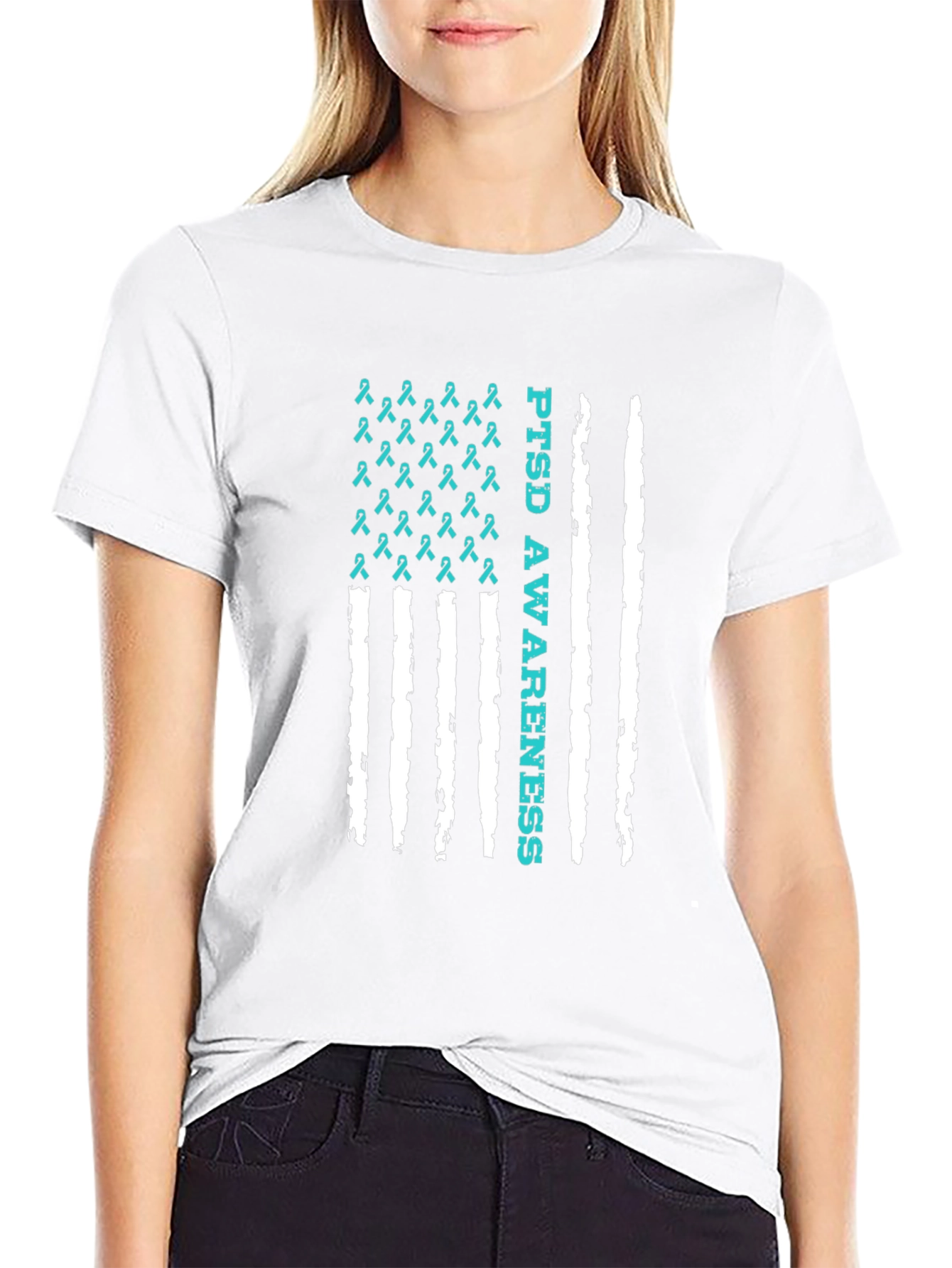 PTSD Awareness Ribbon Flag T-Shirt