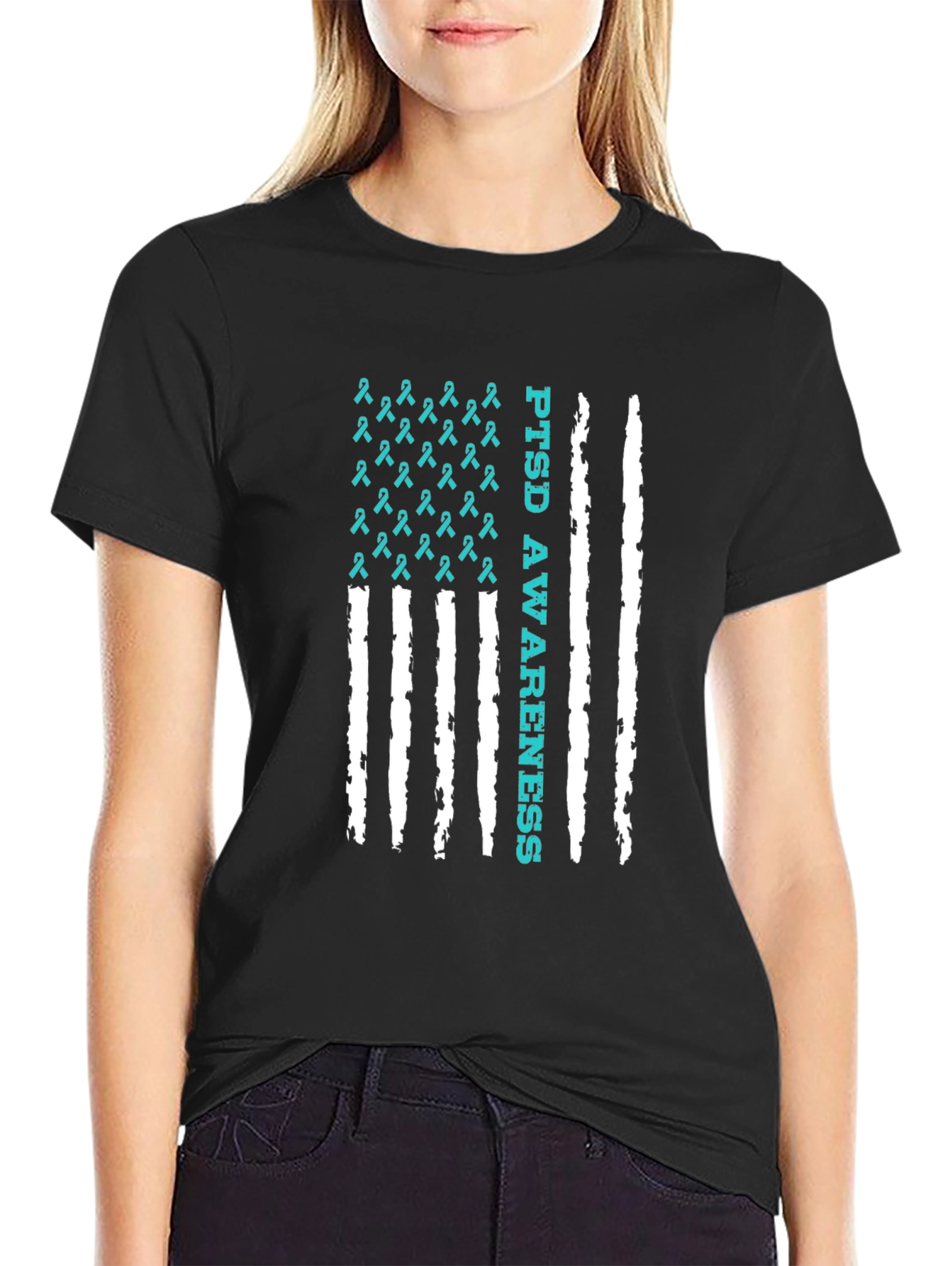 PTSD Awareness Ribbon Flag T-Shirt