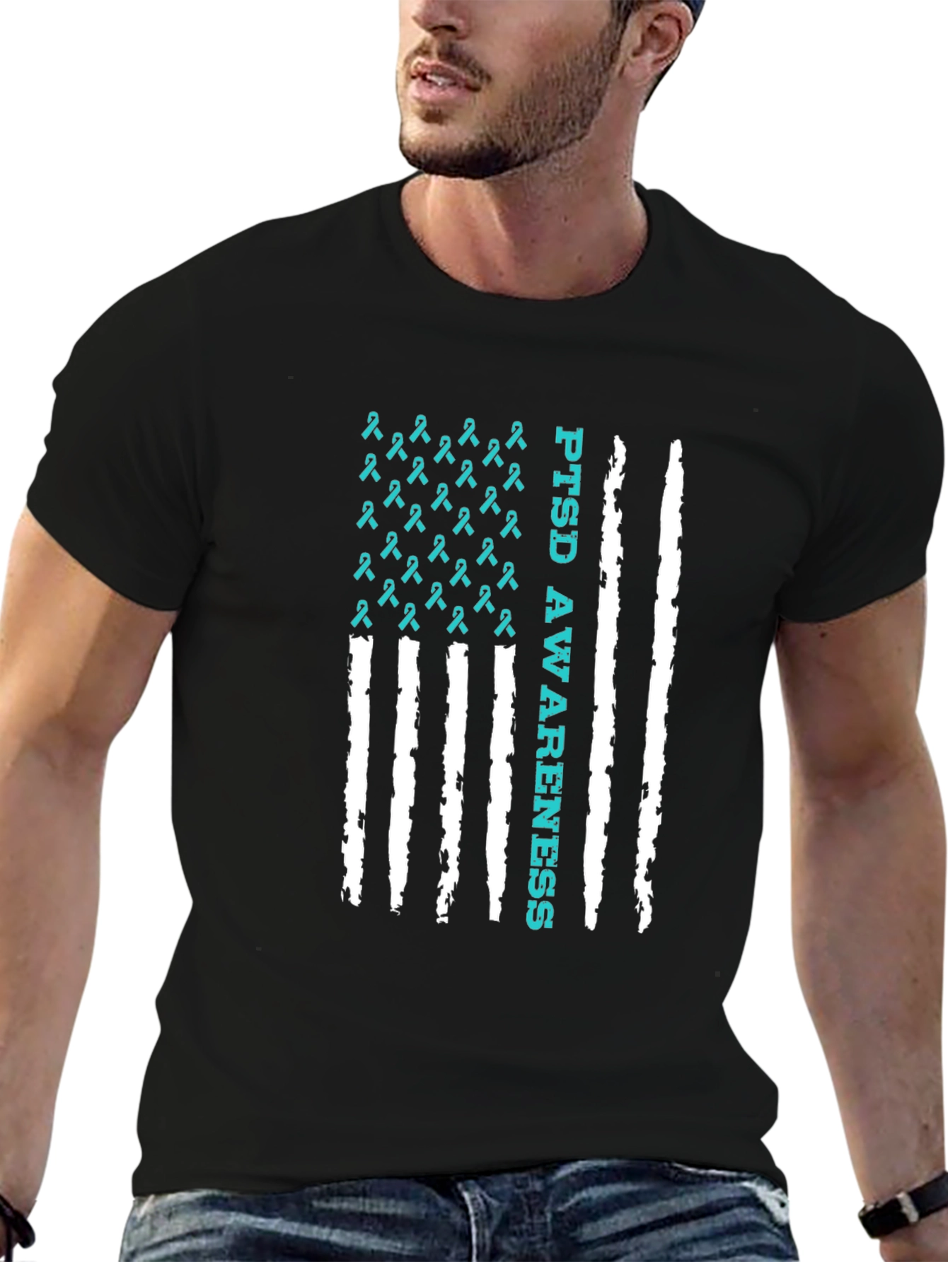PTSD Awareness Ribbon Flag T-Shirt