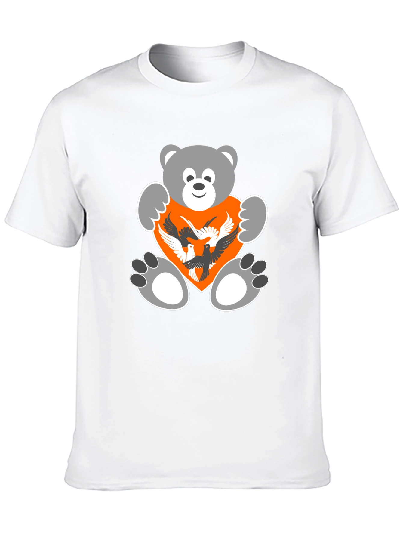 Bear and Birds Graphic Black T-Shirt