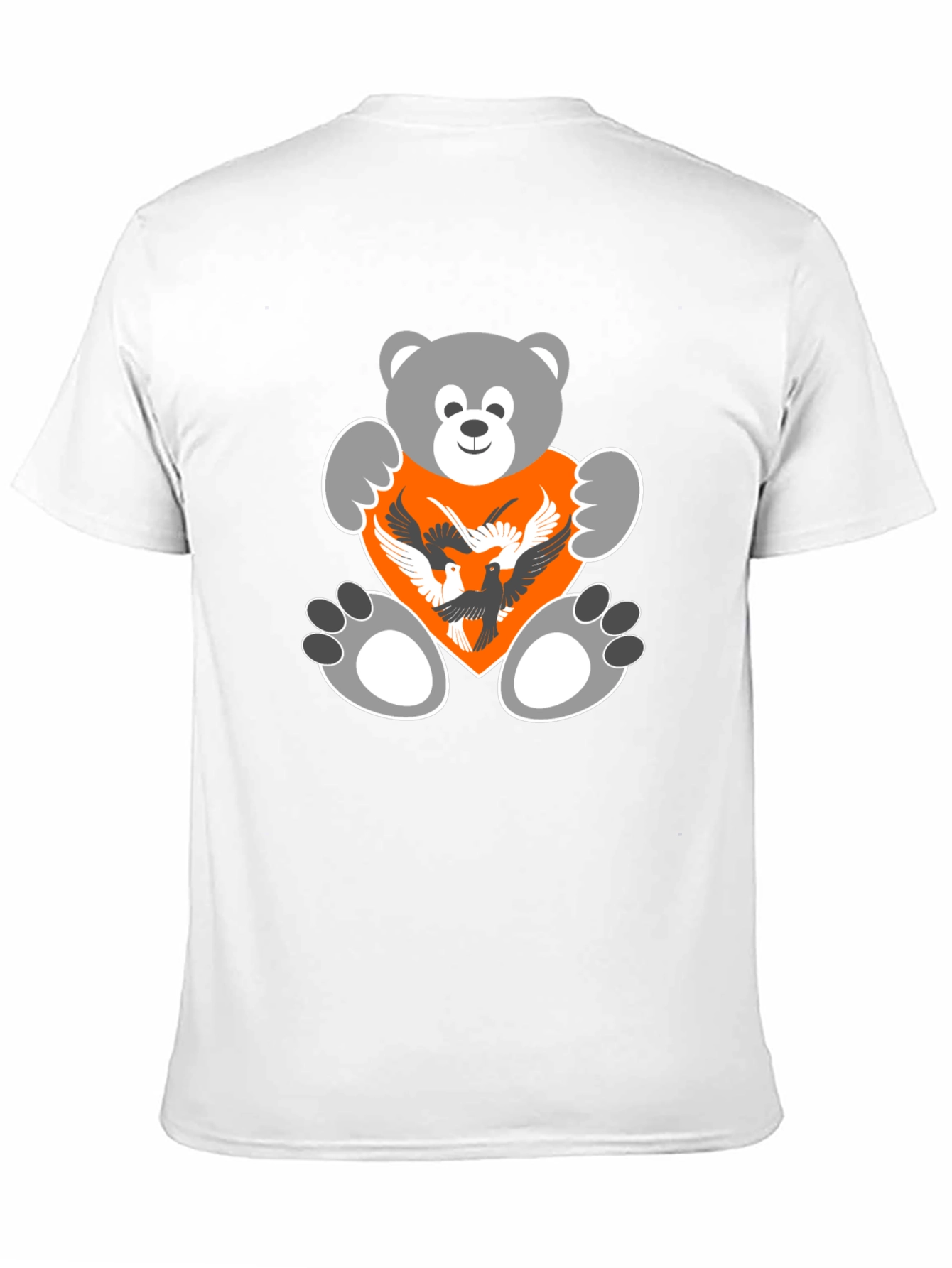 Bear and Birds Graphic Black T-Shirt